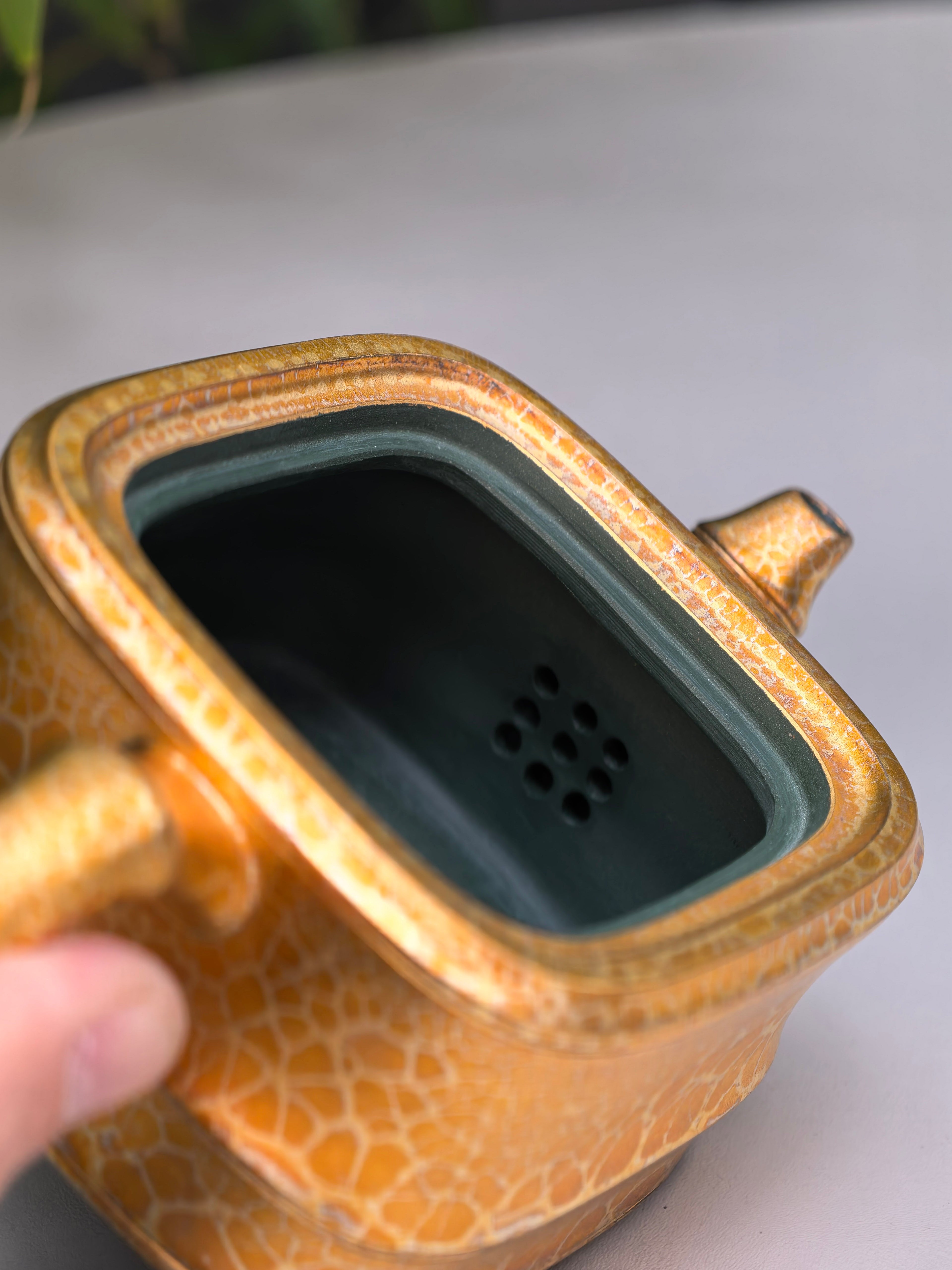 范泽锋高徒·邱爽紫砂潜力重器《竹段套组》优质苏门答腊青·260cc（黄金贝壳烧）