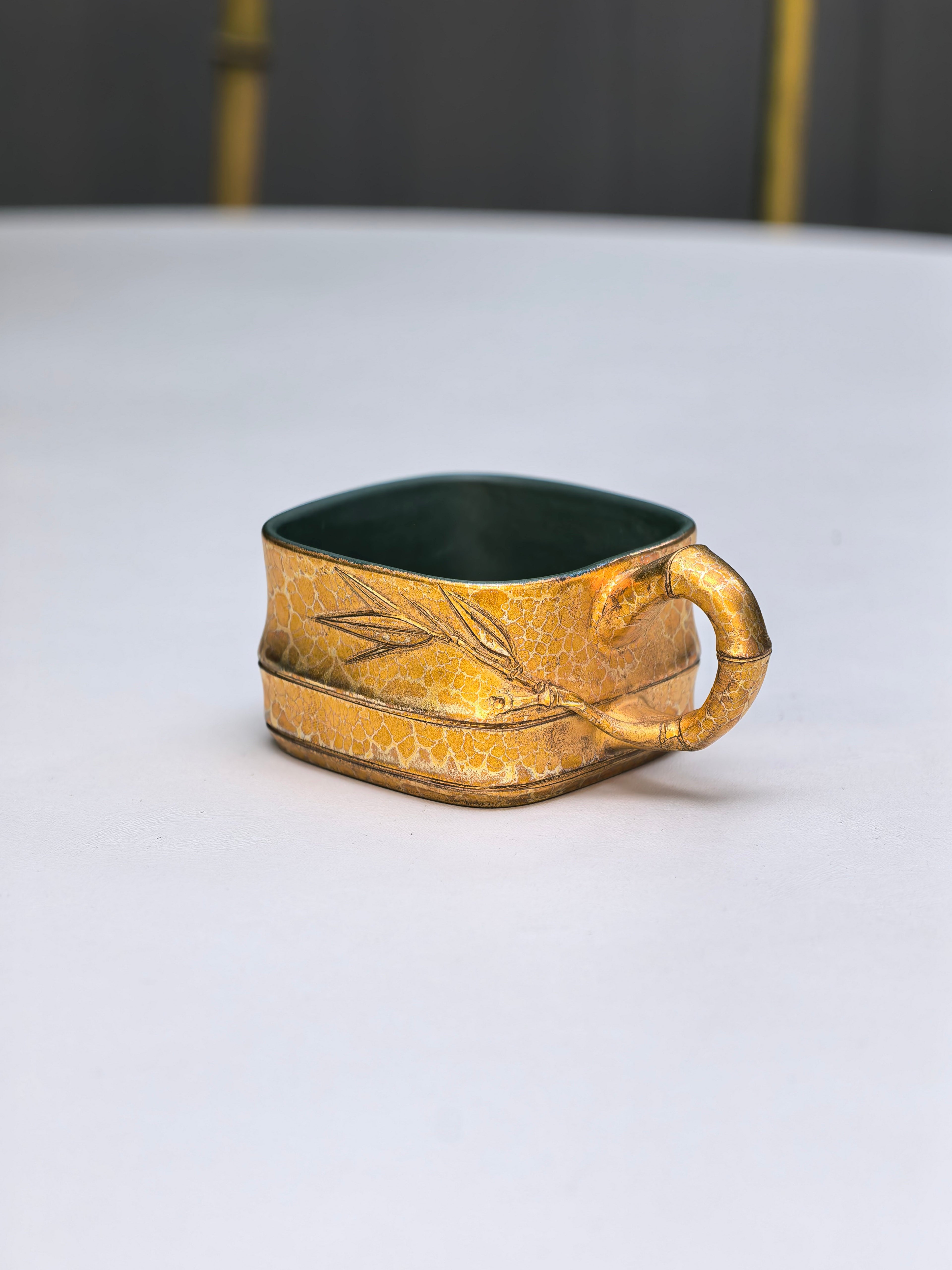 范泽锋高徒·邱爽紫砂潜力重器《竹段套组》优质苏门答腊青·260cc（黄金贝壳烧）