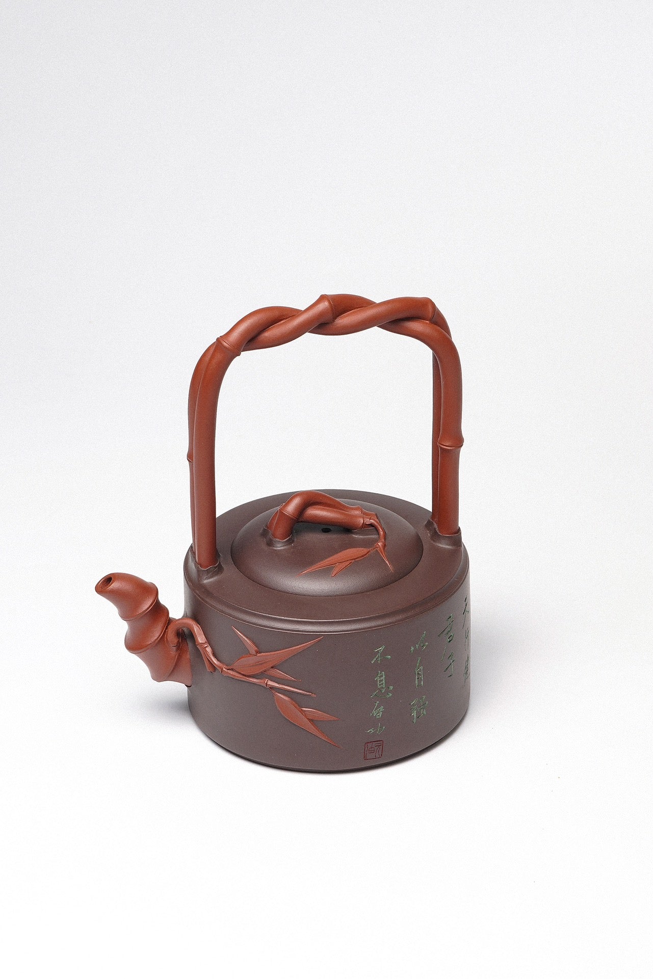 紫砂臻品·礼藏首选｜周建春大师扛鼎之作《一捆竹提梁壶》原矿优质老紫泥双拼·580cc