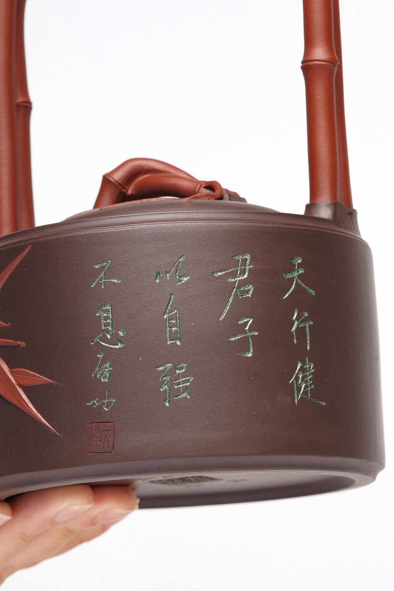 紫砂臻品·礼藏首选｜周建春大师扛鼎之作《一捆竹提梁壶》原矿优质老紫泥双拼·580cc