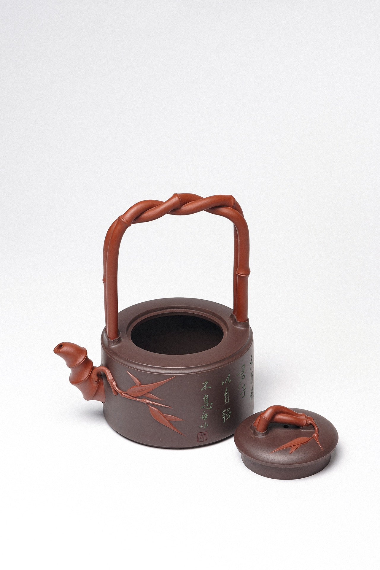 紫砂臻品·礼藏首选｜周建春大师扛鼎之作《一捆竹提梁壶》原矿优质老紫泥双拼·580cc