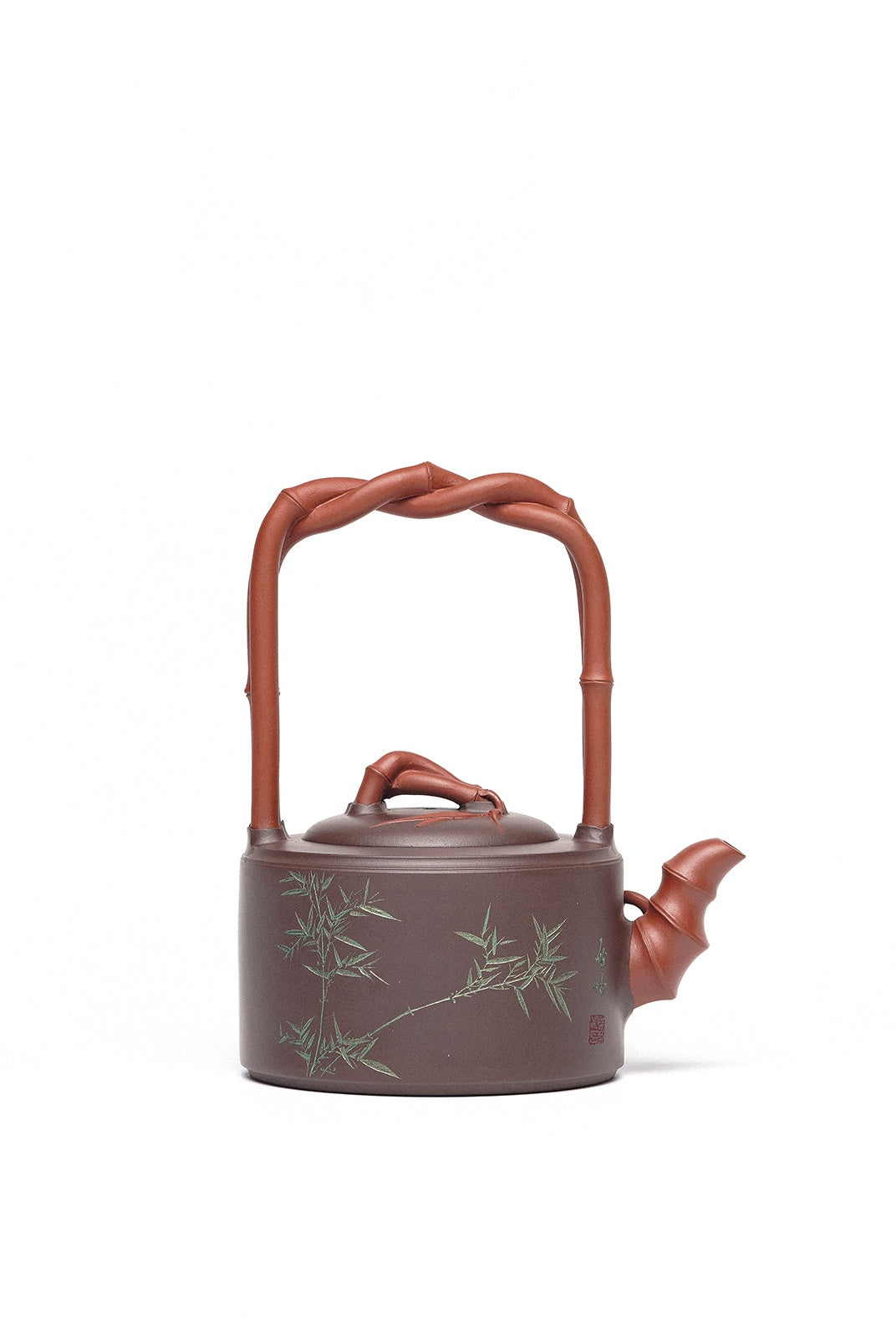紫砂臻品·礼藏首选｜周建春大师扛鼎之作《一捆竹提梁壶》原矿优质老紫泥双拼·580cc