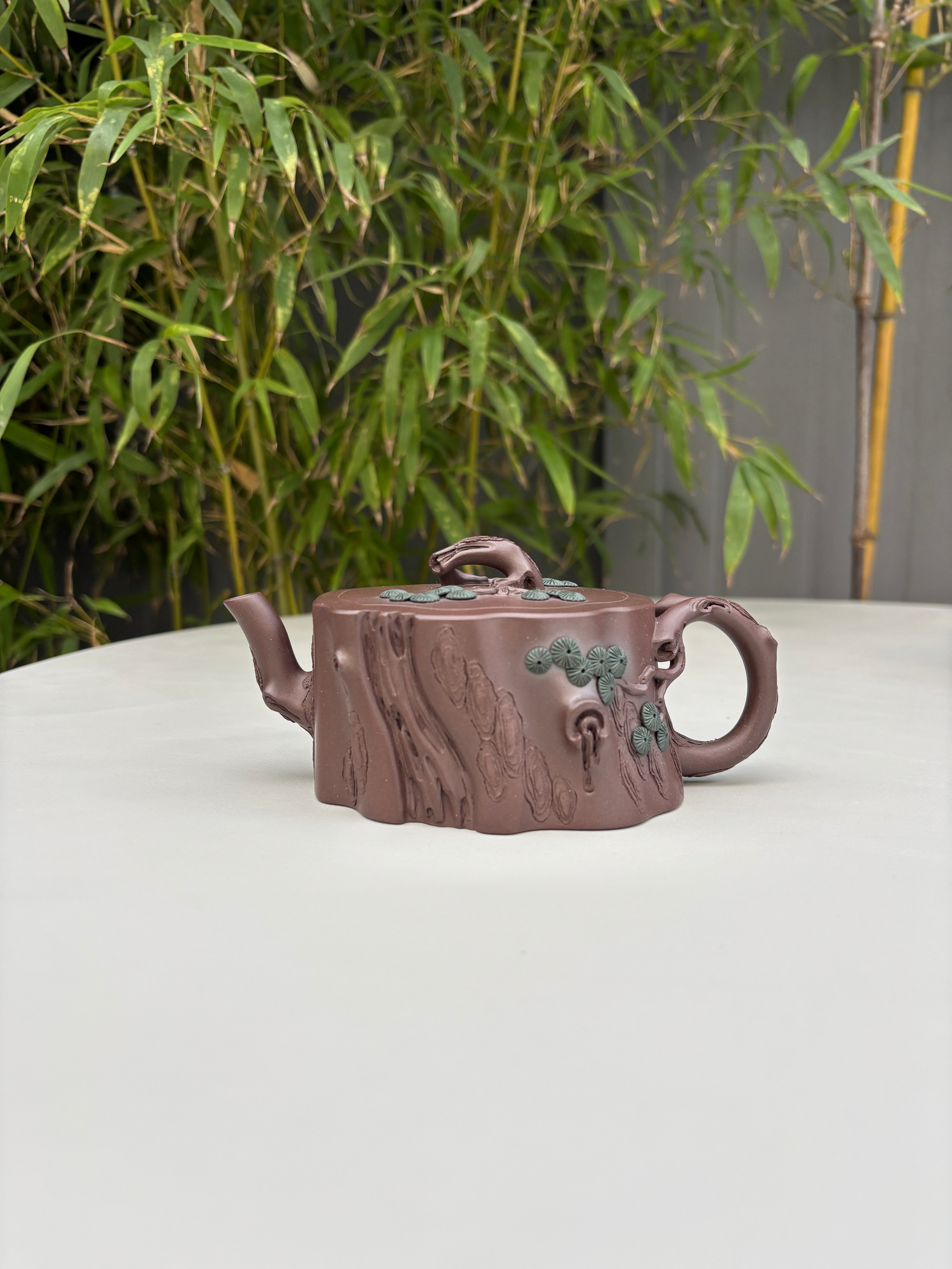 紫砂臻品·礼藏首选｜周建春大师扛鼎之作《双色松桩组壶》原矿优质老紫泥·220cc