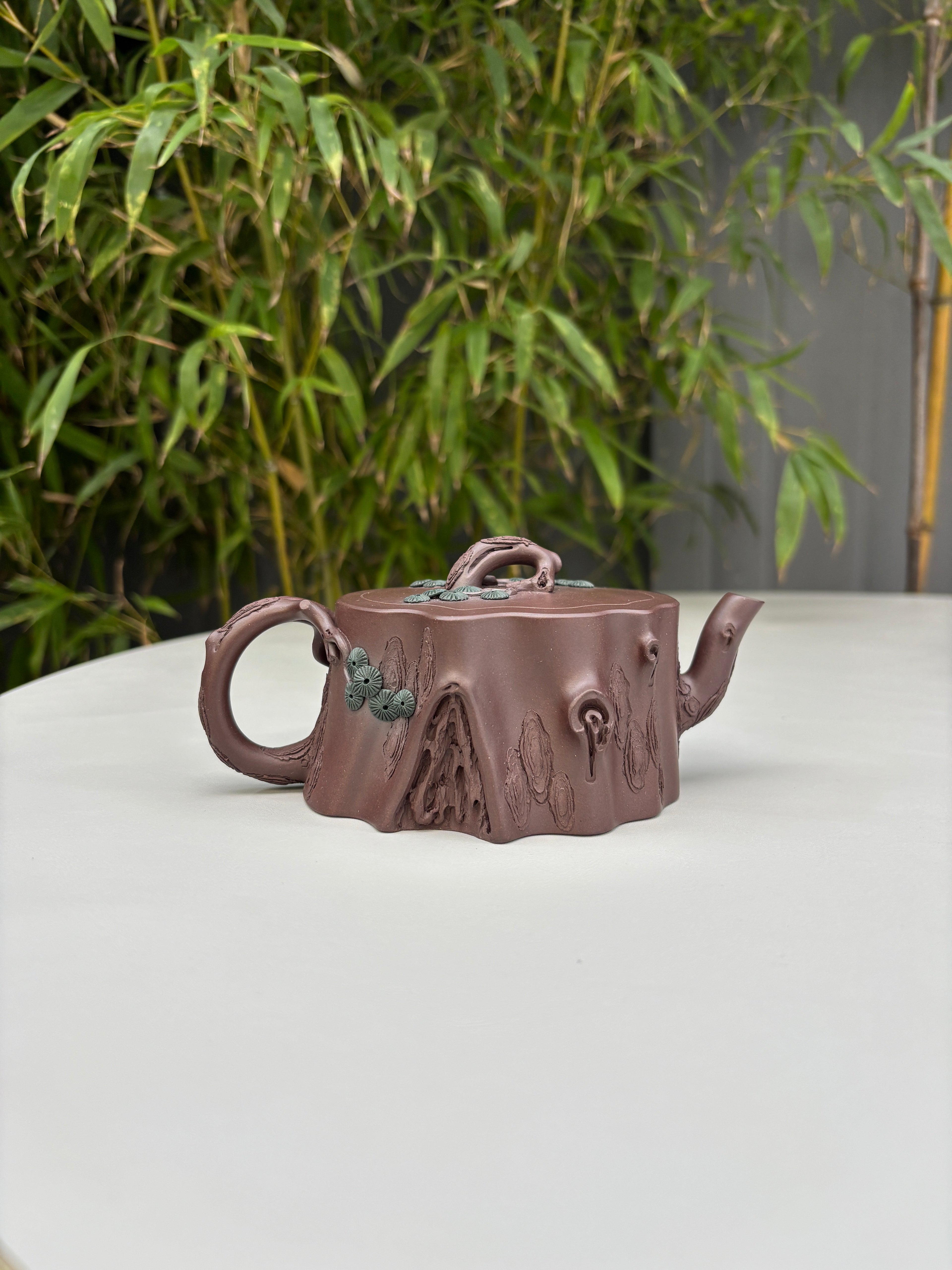 紫砂臻品·礼藏首选｜周建春大师扛鼎之作《双色松桩组壶》原矿优质老紫泥·220cc