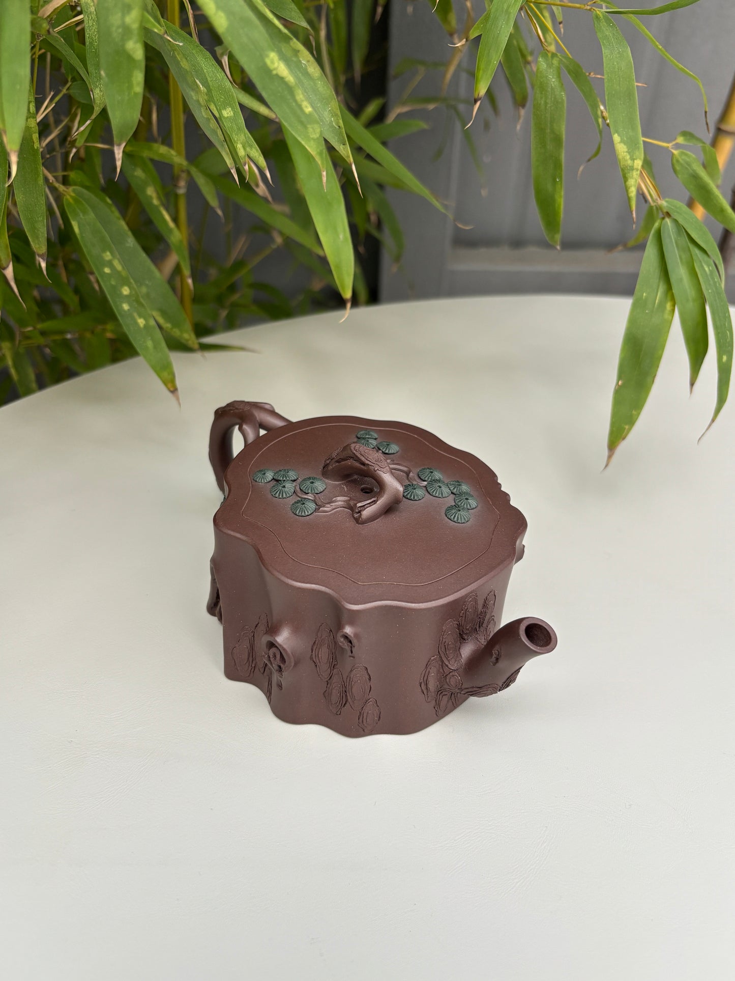 紫砂臻品·礼藏首选｜周建春大师扛鼎之作《双色松桩组壶》原矿优质老紫泥·220cc