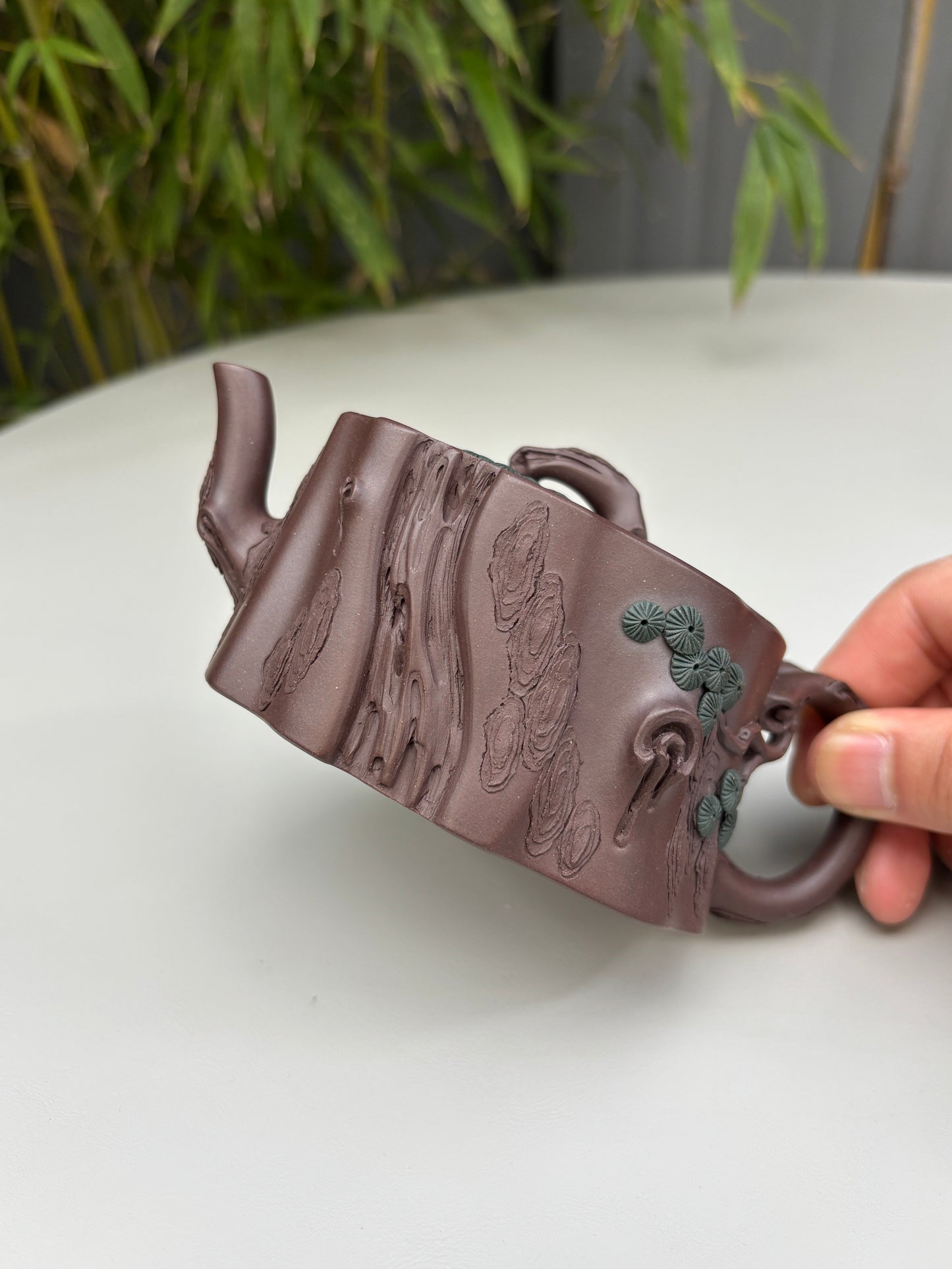 紫砂臻品·礼藏首选｜周建春大师扛鼎之作《双色松桩组壶》原矿优质老紫泥·220cc