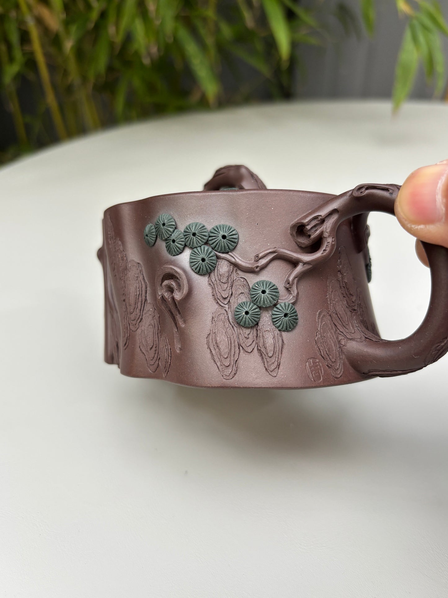 紫砂臻品·礼藏首选｜周建春大师扛鼎之作《双色松桩组壶》原矿优质老紫泥·220cc