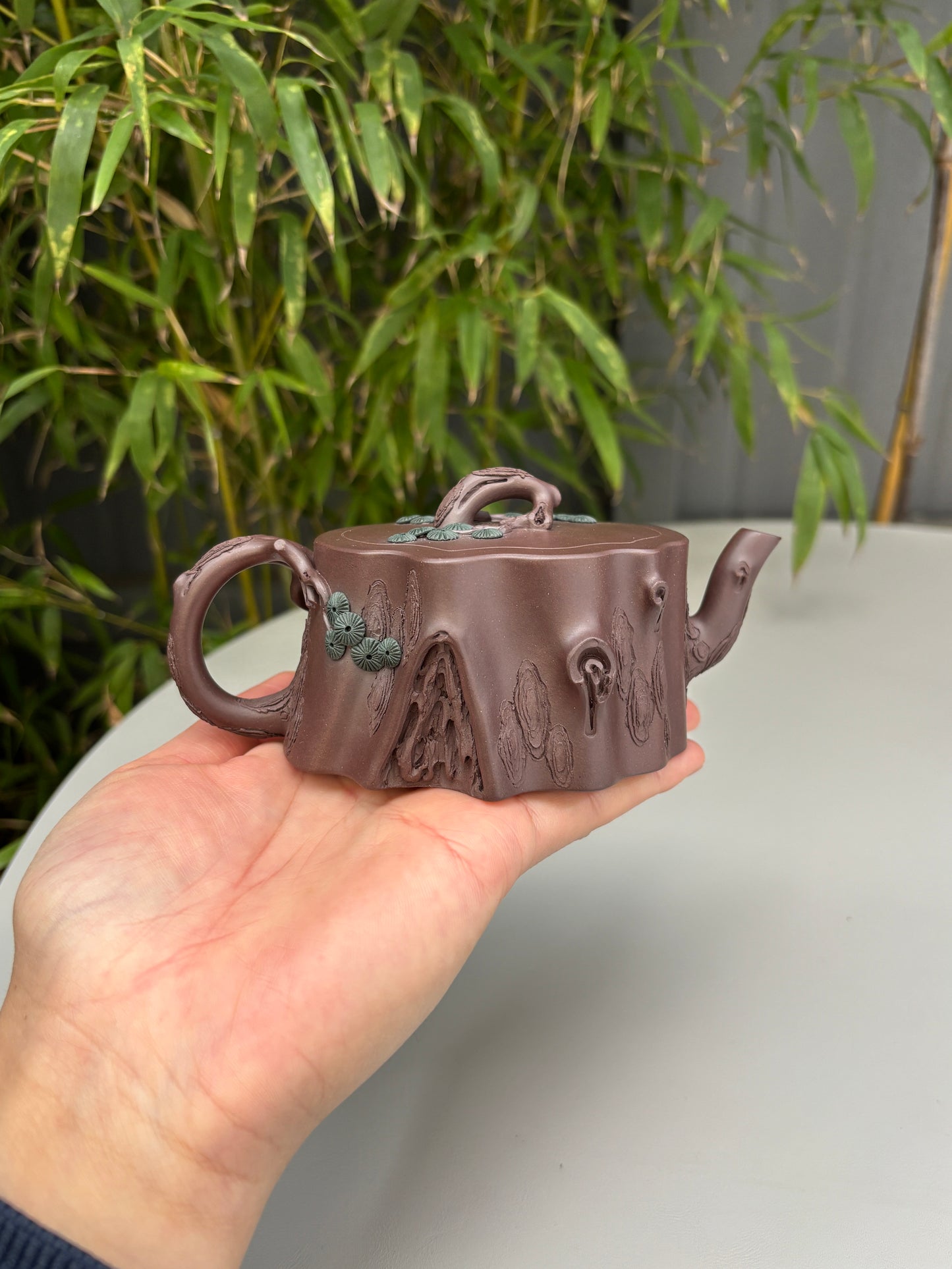 紫砂臻品·礼藏首选｜周建春大师扛鼎之作《双色松桩组壶》原矿优质老紫泥·220cc