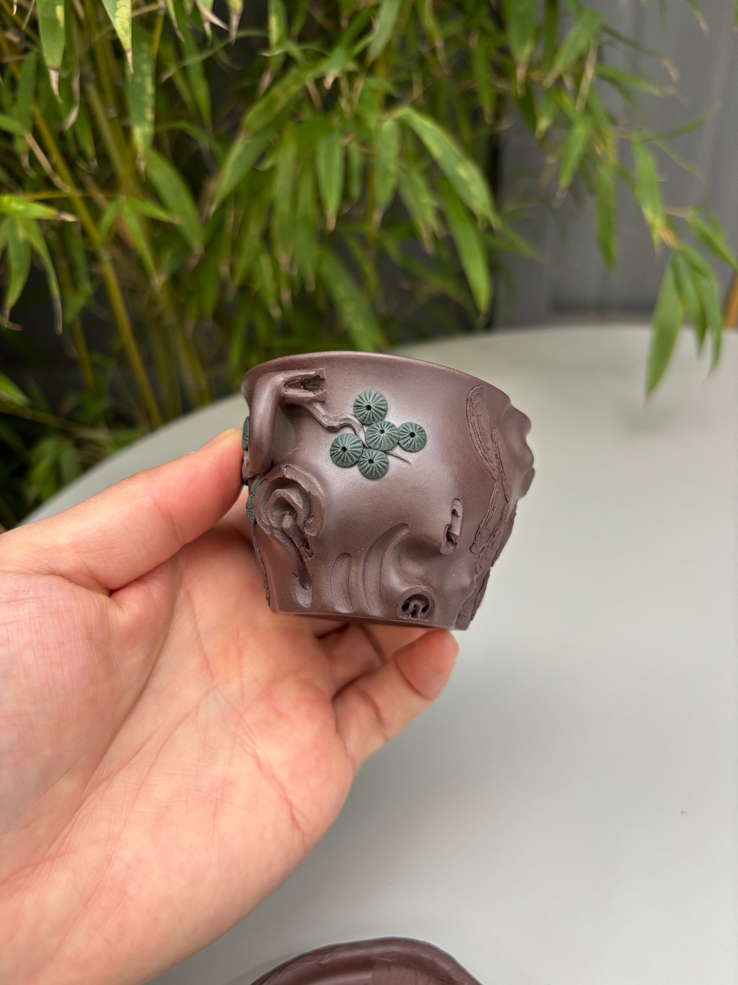 紫砂臻品·礼藏首选｜周建春大师扛鼎之作《双色松桩组壶》原矿优质老紫泥·220cc