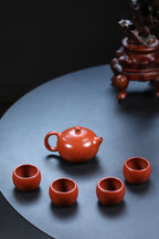 高端礼·宜兴紫砂套组首选《西施套组》墨梅图，一壶四杯 家藏原矿朱泥·200cc ——著名紫砂陶艺家·杨菲