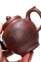 精工刻绘《龙头宫灯》工艺师精品佳作！ 原矿优质老紫泥·320cc 工艺美术师·王小妹 江苏省乡村技艺师·立禾刻