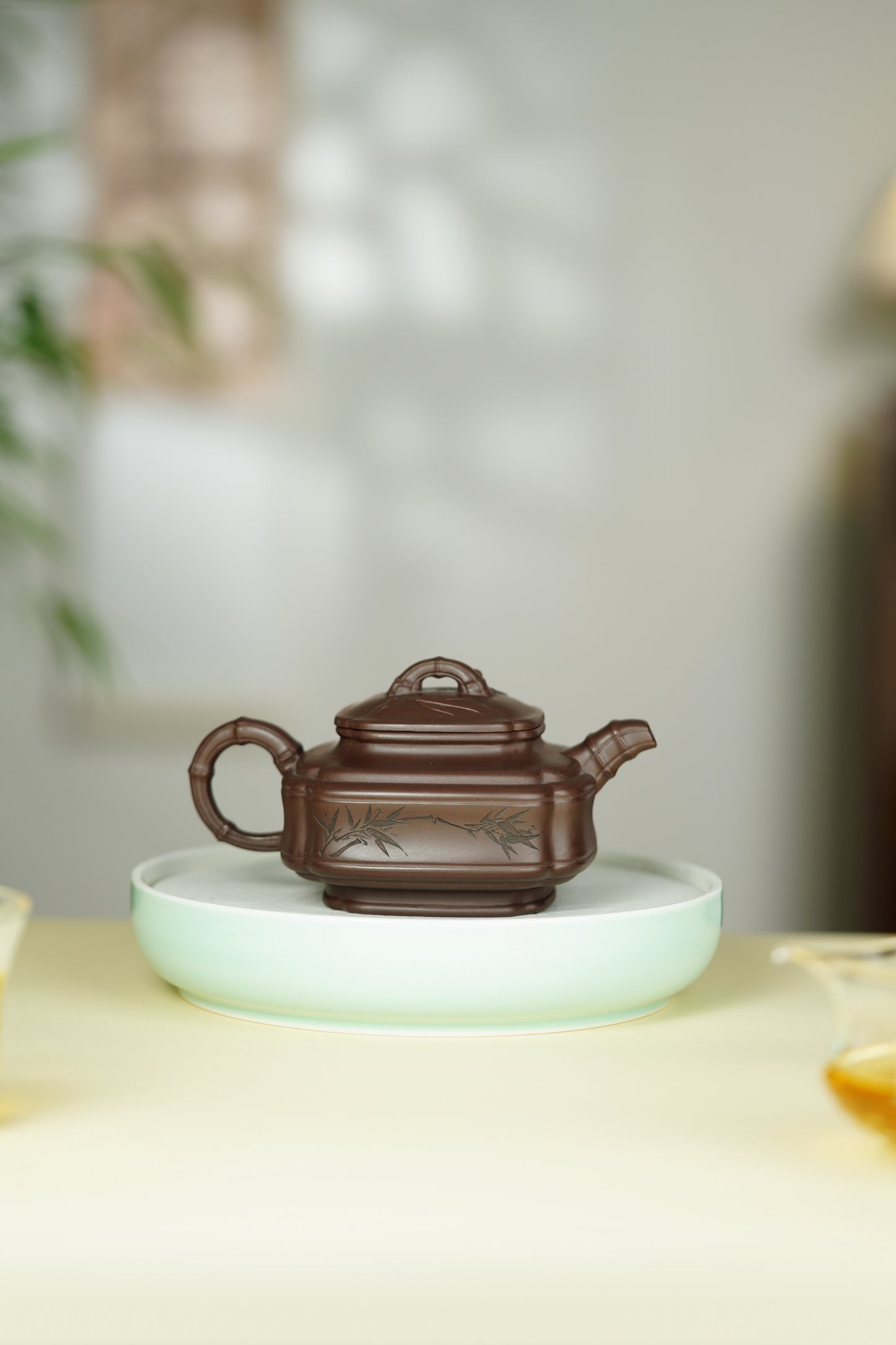 范大生嫡脉｜范秀芳制 范伟群装饰｜双省大师联诀紫砂臻品《四方双线竹鼓壶》原矿优质紫泥·300cc