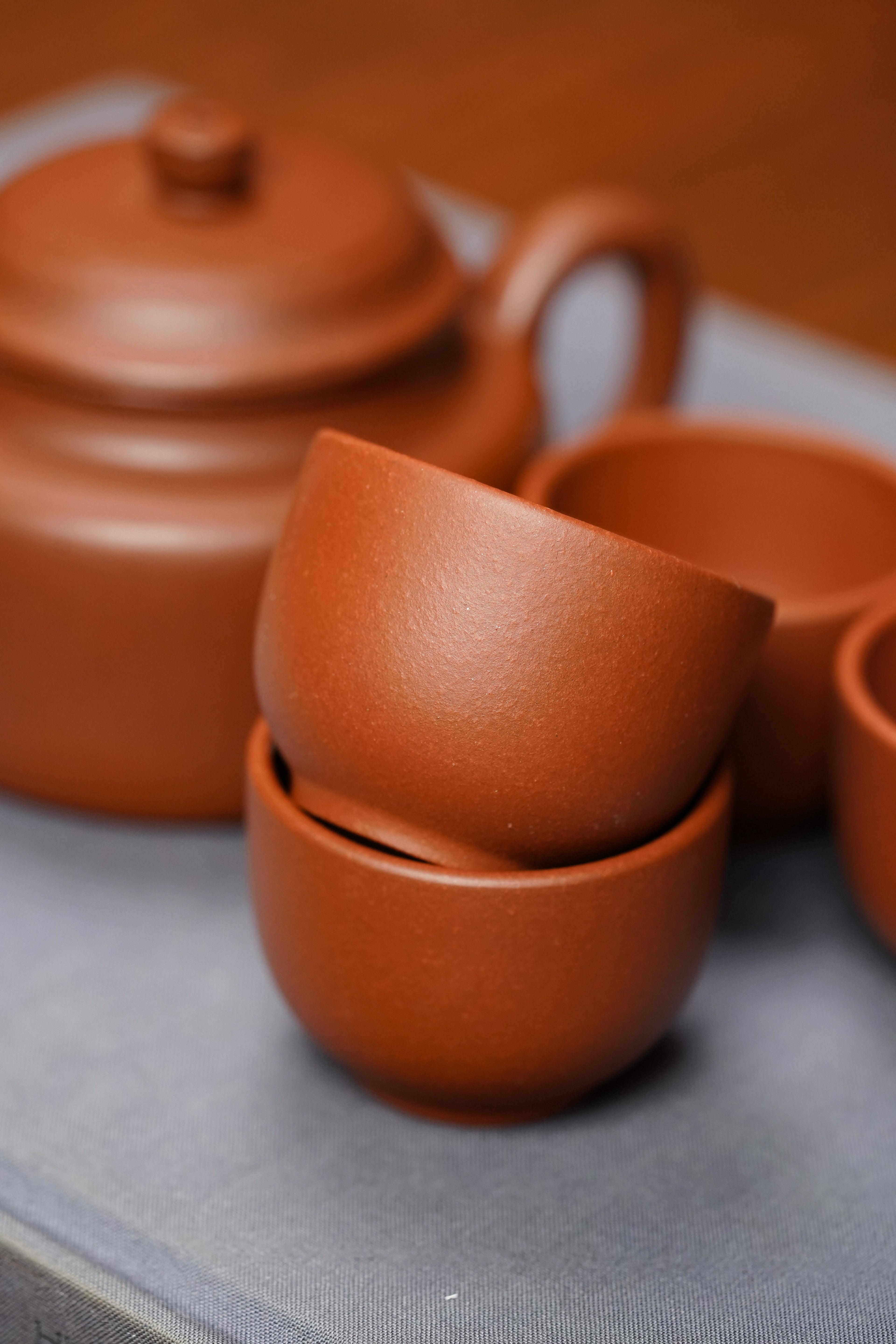 宜兴高端紫砂·送礼臻品《德钟套组》一壶六杯六六大顺，金丝楠纹礼盒 原矿优质底槽清 220cc 杯子50cc