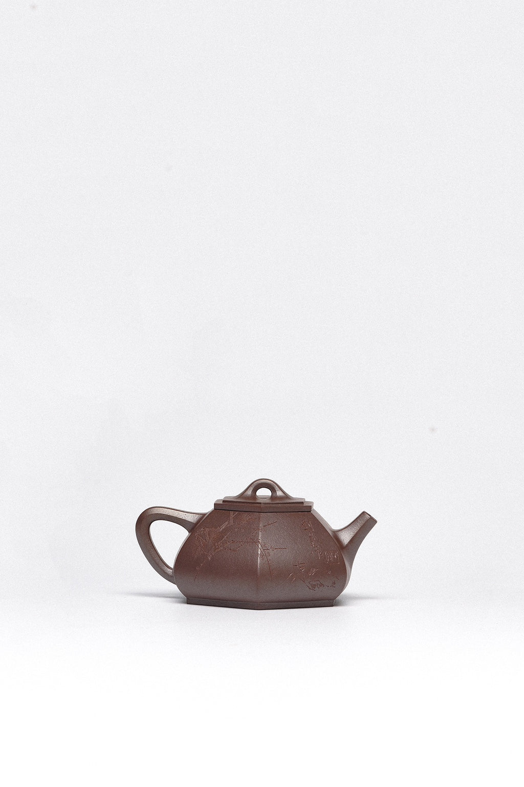 紫砂臻品·礼藏首选｜周建春大师扛鼎之作·大拍同系列《六方石瓢壶》原矿优质金龙血砂·180cc ——正高级工艺美术师·周建春·制