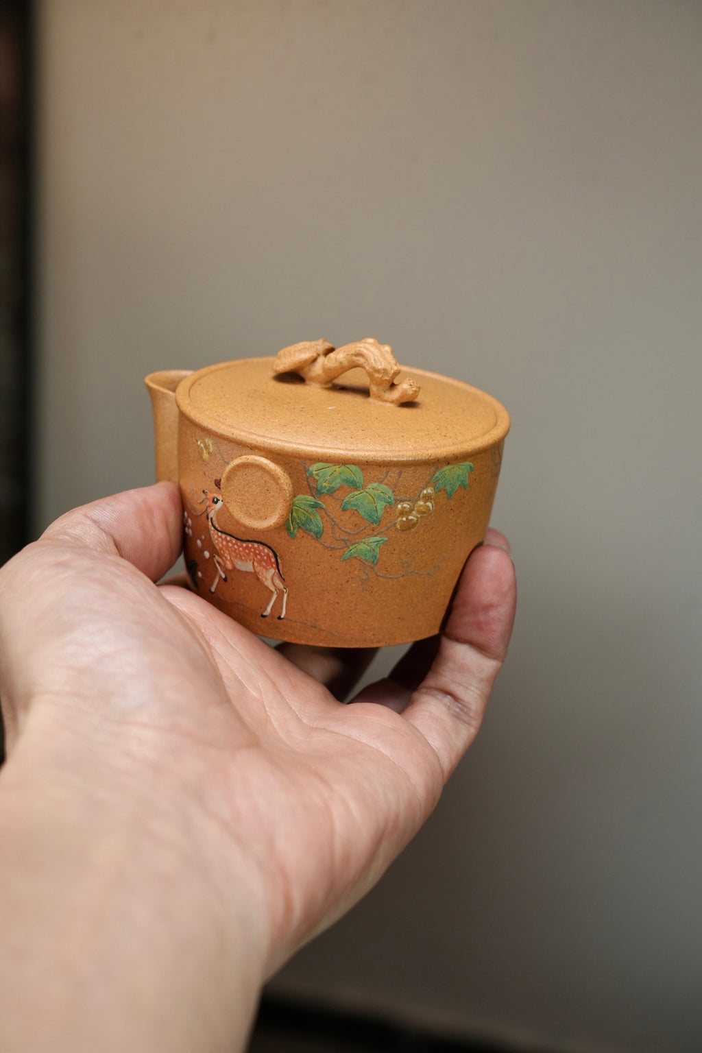 【灵芝·手抓壶】 原矿极品段泥（泥绘）·120cc·19孔