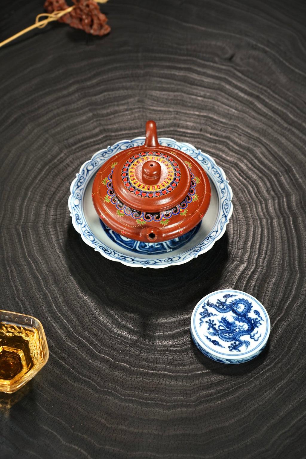 珐琅彩重工装饰👍👍 【虚扁·摹古】 原矿极品朱泥·200cc·内推孔