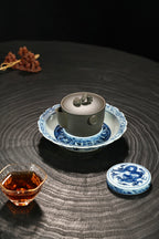 【灵芝·手抓壶】 原矿极品黄金段泥（柴烧）·130cc·19孔  国家级工艺美术师沈杰刻绘装饰：福寿康宁👍