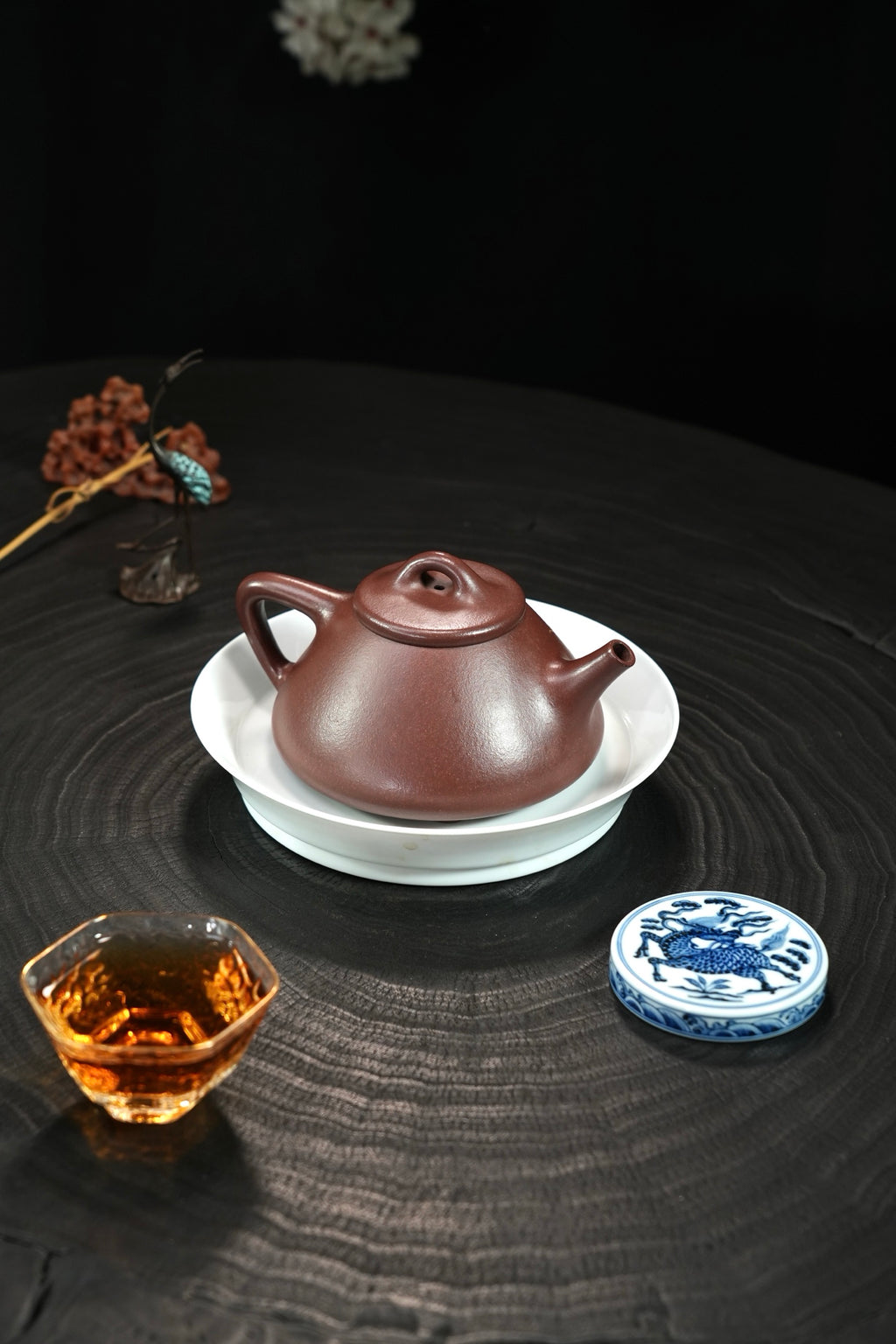 🐲龍吟【子冶石瓢】 原矿极品老紫泥（精工泥绘）·340cc·14孔