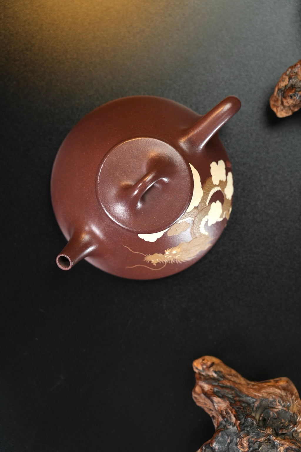 🐲龍吟【子冶石瓢】 原矿极品老紫泥（精工泥绘）·340cc·14孔