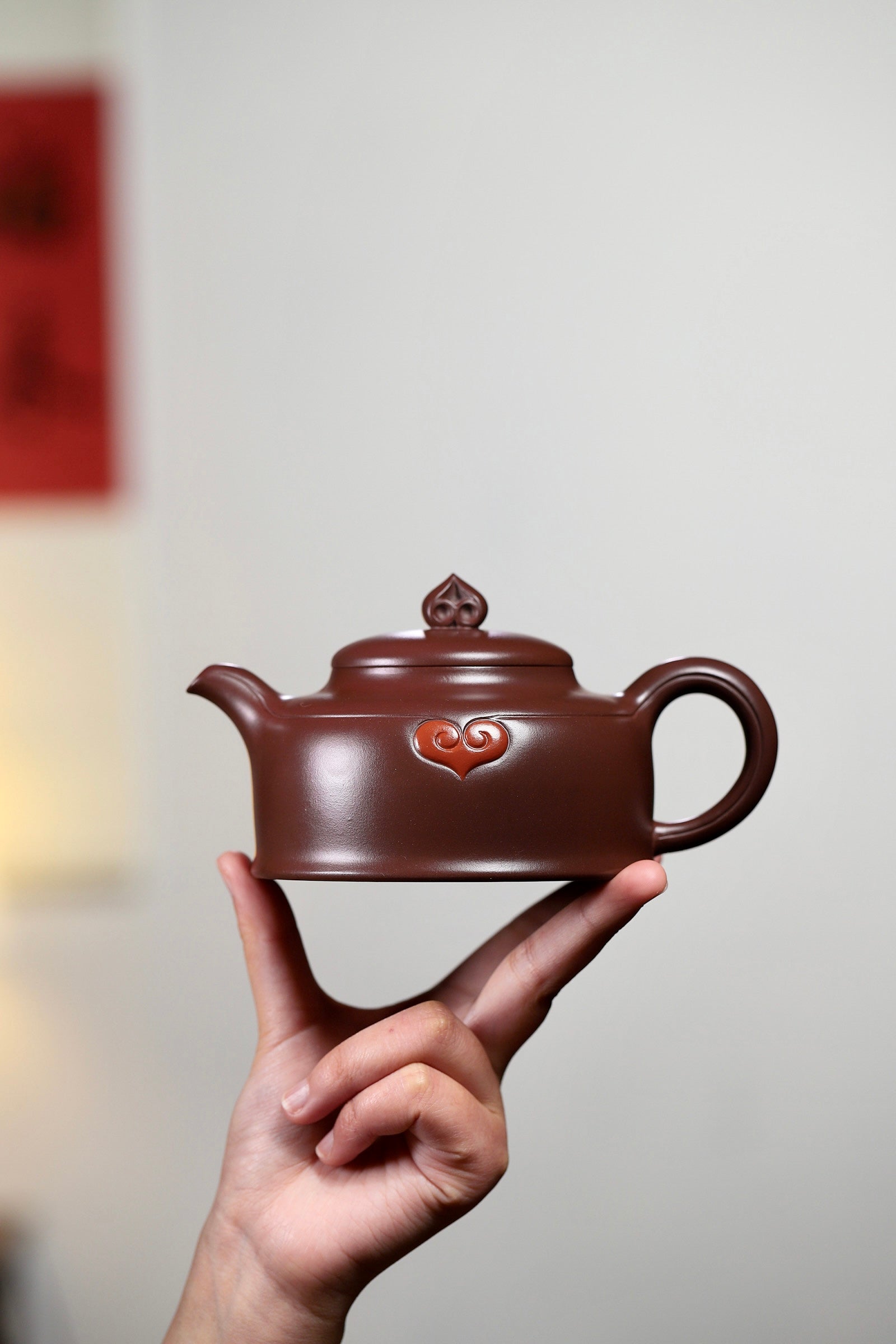 精品美器【心心相印】福利🉐️ 家藏红棕紫泥 360cc 作者 ：庄丽老师 工艺 ：纯手工精制