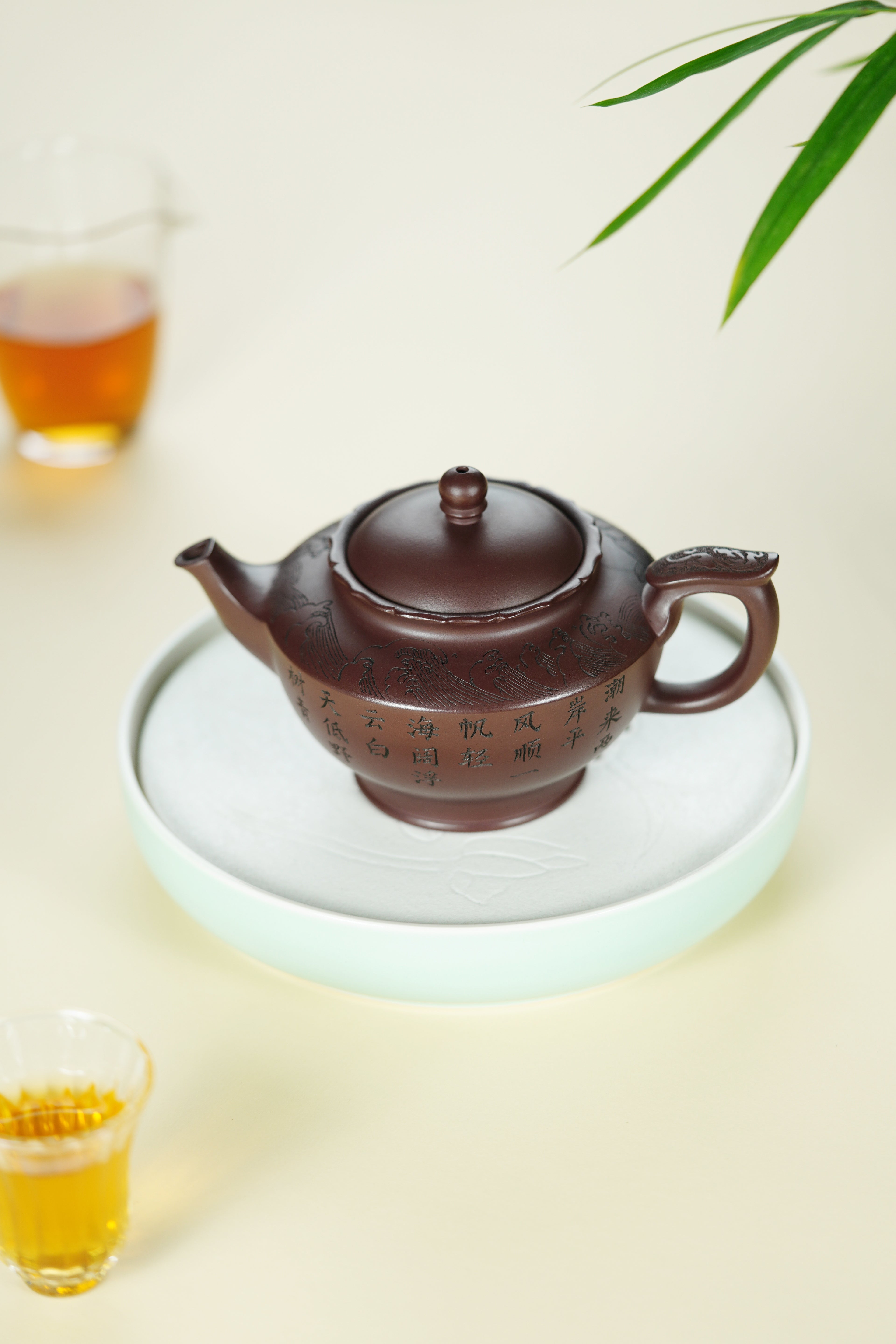 范大生嫡脉｜范秀芳制 范伟群装饰｜双省大师联诀紫砂臻品《碧帆壶》——原矿优质紫泥·380cc