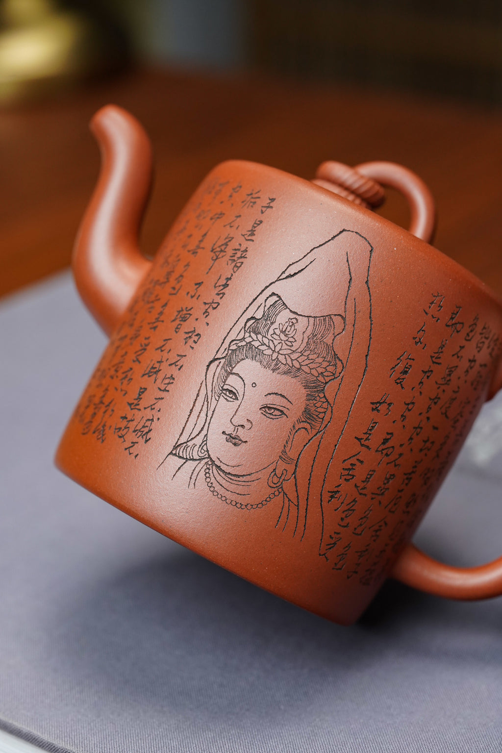 一器藏心经·紫砂纳万福｜郑求标大师｜双心经至尊禅意臻品【双圈壶】——原矿优质底槽清·300cc