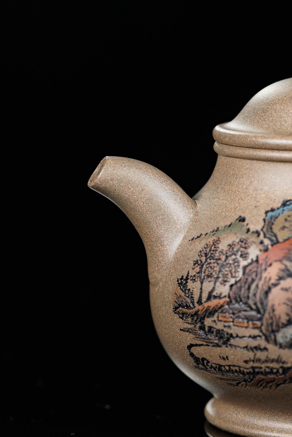 紫砂界彩刻山水标杆·李峰大师｜恭王府馆藏臻品《潘壶》礼藏双绝传世重器！  ——原矿优质青段·320cc