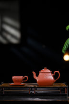 全手工【束带套组】 组合：一壶+一杯+一碟 泥料：原矿朱泥 容量：260cc