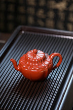 【传世重器】袁小强大师高徒·刘海燕全手工筋纹器孤品《锦绣壶》潜力无限｜礼藏双绝👍  ——原矿优质大红袍·330cc