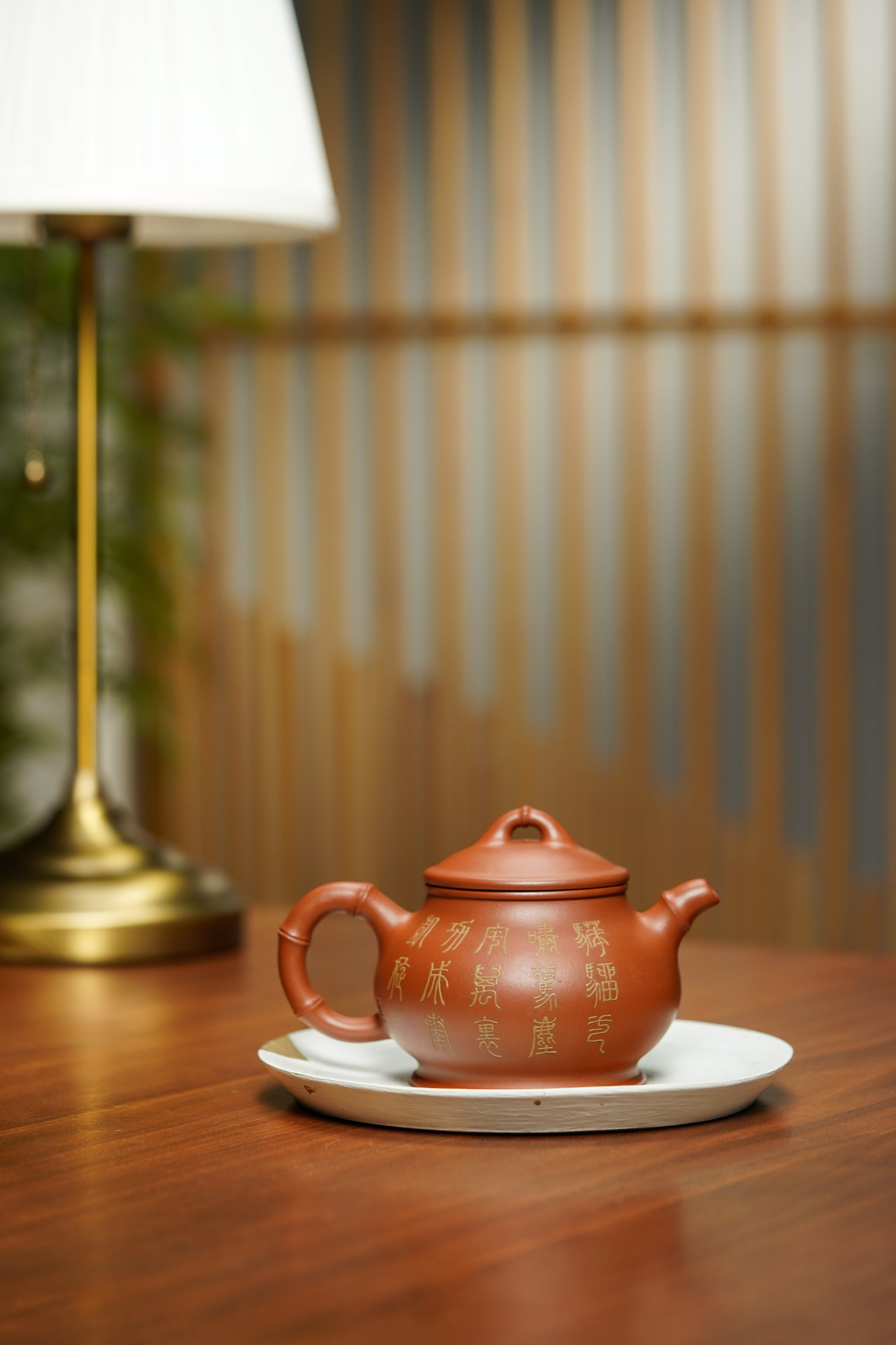 紫砂堆塑·高端臻品 | 彭金格大师孤品重器【竹香潘壶】——原矿优质老清水泥·330cc