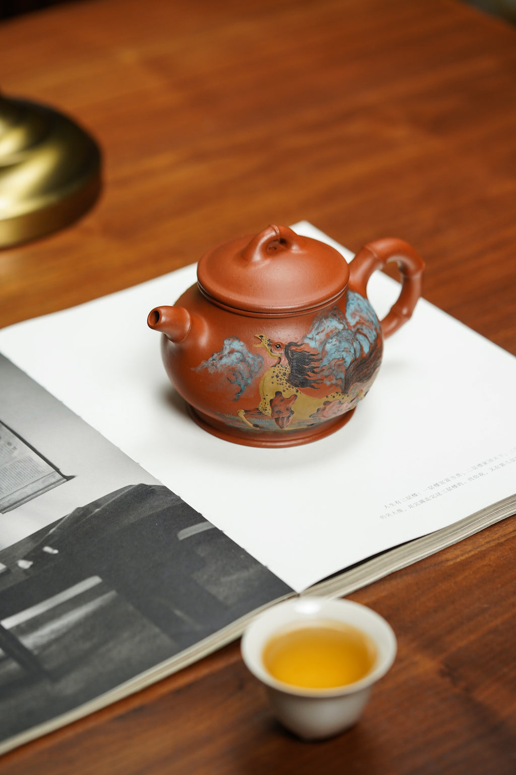 紫砂堆塑·高端臻品 | 彭金格大师孤品重器【竹香潘壶】——原矿优质老清水泥·330cc
