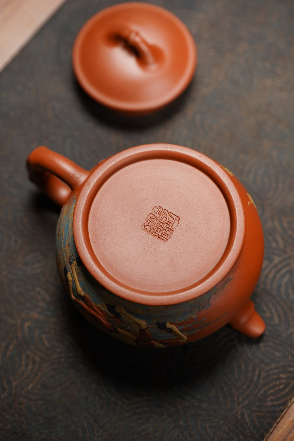 紫砂堆塑·高端臻品 | 彭金格大师孤品重器【竹香潘壶】——原矿优质老清水泥·330cc