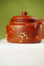 紫砂堆塑·高端臻品 | 彭金格大师孤品重器【德钟壶】——原矿优质老朱泥·75cc ——紫砂立体浮雕大师·彭金格(金一) 亲工
