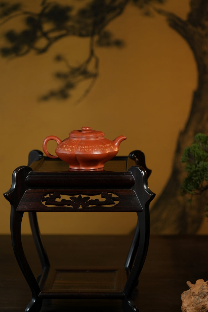 范大生嫡脉·江苏省大师范秀芳·紫砂臻品《筋纹合梅壶》传世收藏·礼赠双绝重器！  ——原矿优质朱泥·240cc