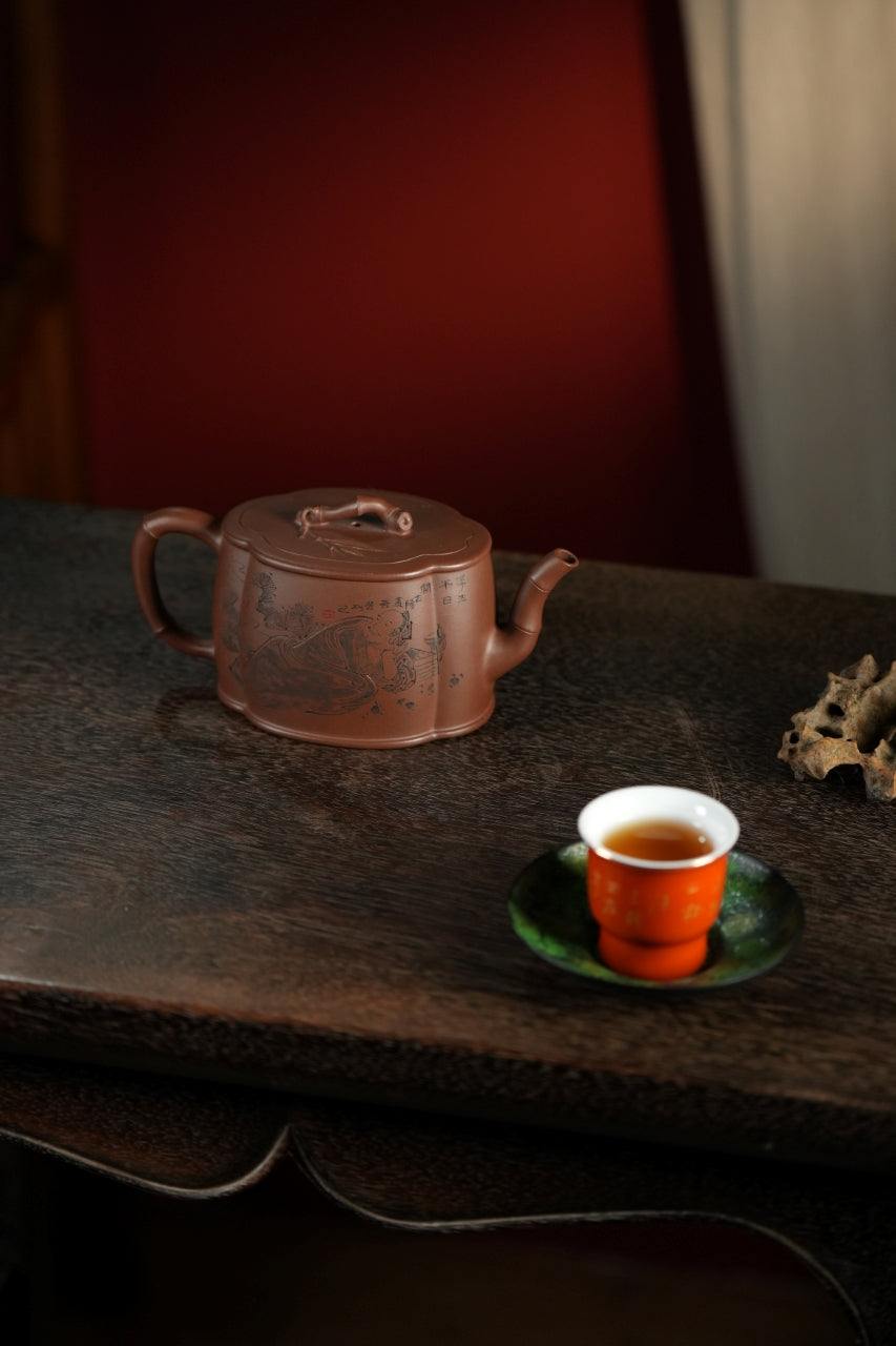 范大生嫡脉·江苏省大师范秀芳·紫砂臻品《竹林七贤·清风壶》传世收藏·礼赠双绝重器！  ——原矿优质底槽清·230cc（入册款代表作）