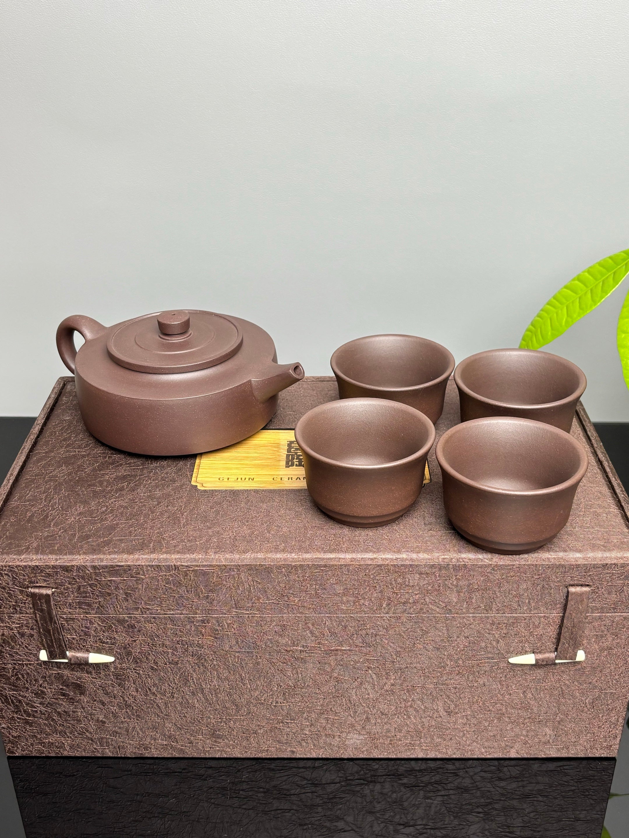 国匠臻藏 葛军大师·原创紫砂重器《周盘套组》鼎级荣衔 业界标杆——原矿优质老紫泥·320cc
