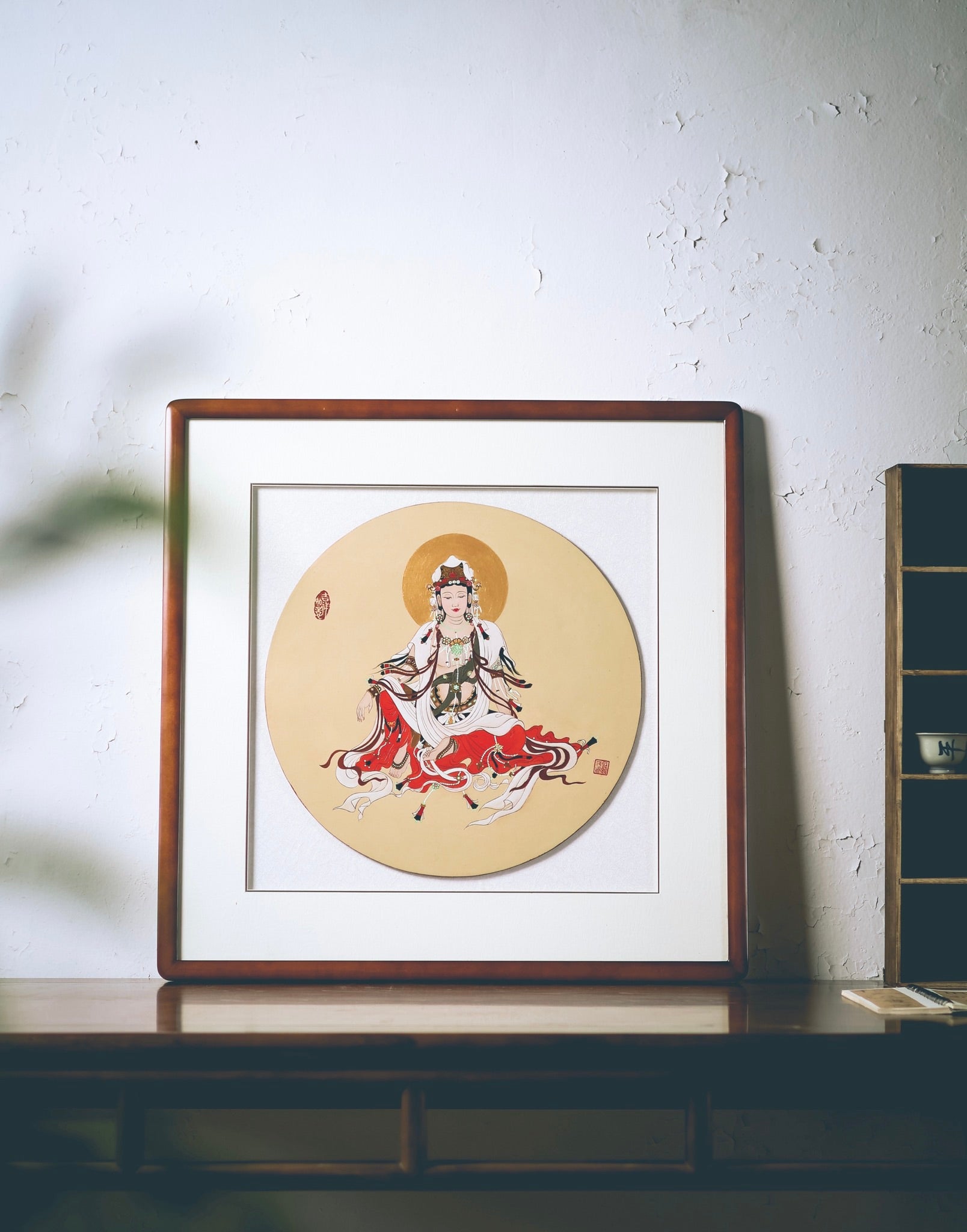 禅韵传世·礼藏臻品】紫砂泥绘艺术名家盛丽萍孤品《观自在》陶板｜禅韵镇宅·收藏礼赠皆宜