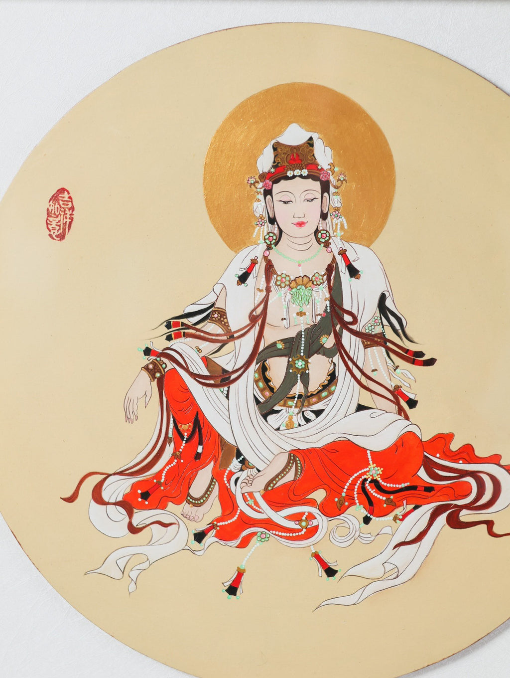禅韵传世·礼藏臻品】紫砂泥绘艺术名家盛丽萍孤品《观自在》陶板｜禅韵镇宅·收藏礼赠皆宜