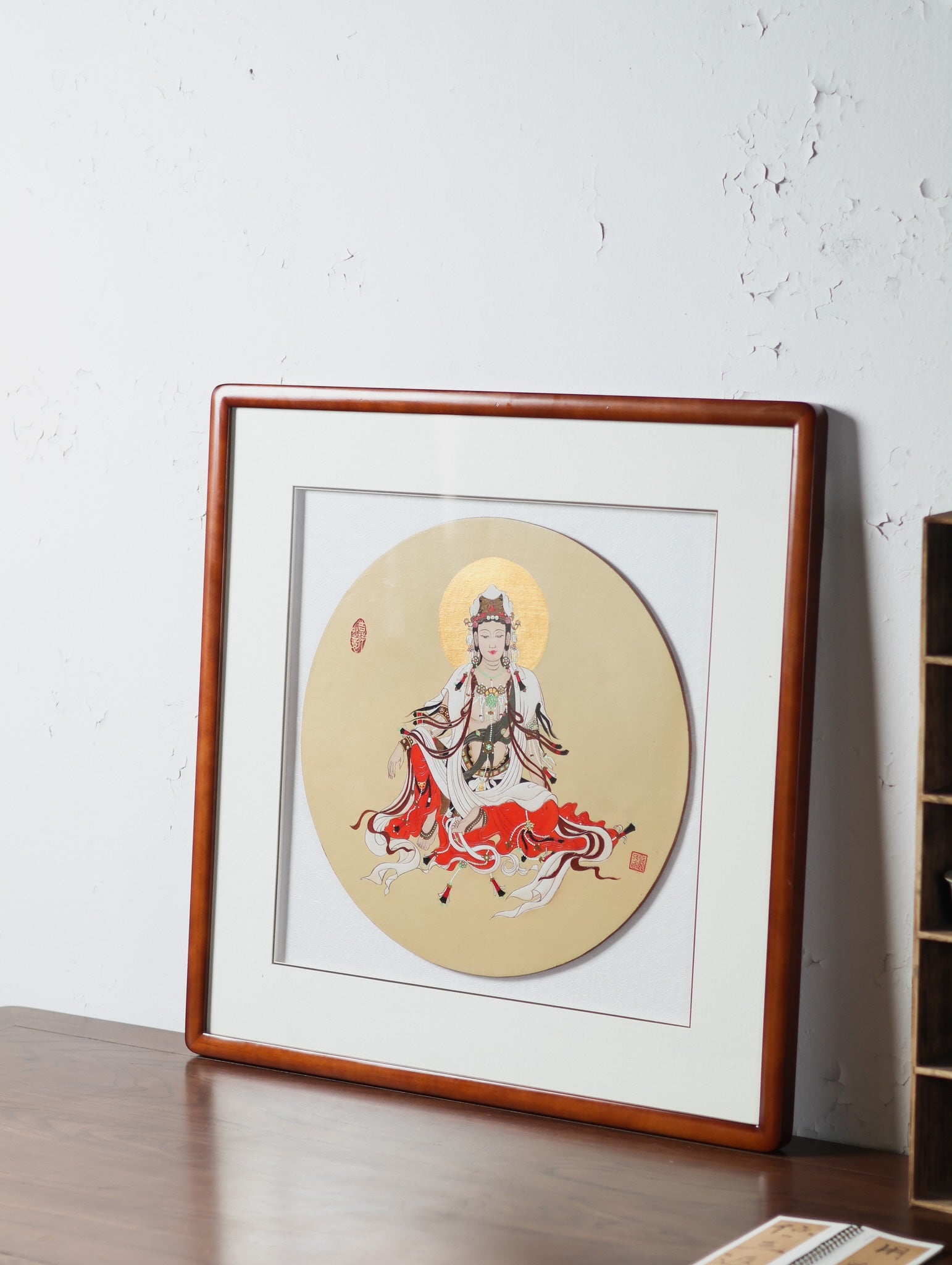 禅韵传世·礼藏臻品】紫砂泥绘艺术名家盛丽萍孤品《观自在》陶板｜禅韵镇宅·收藏礼赠皆宜