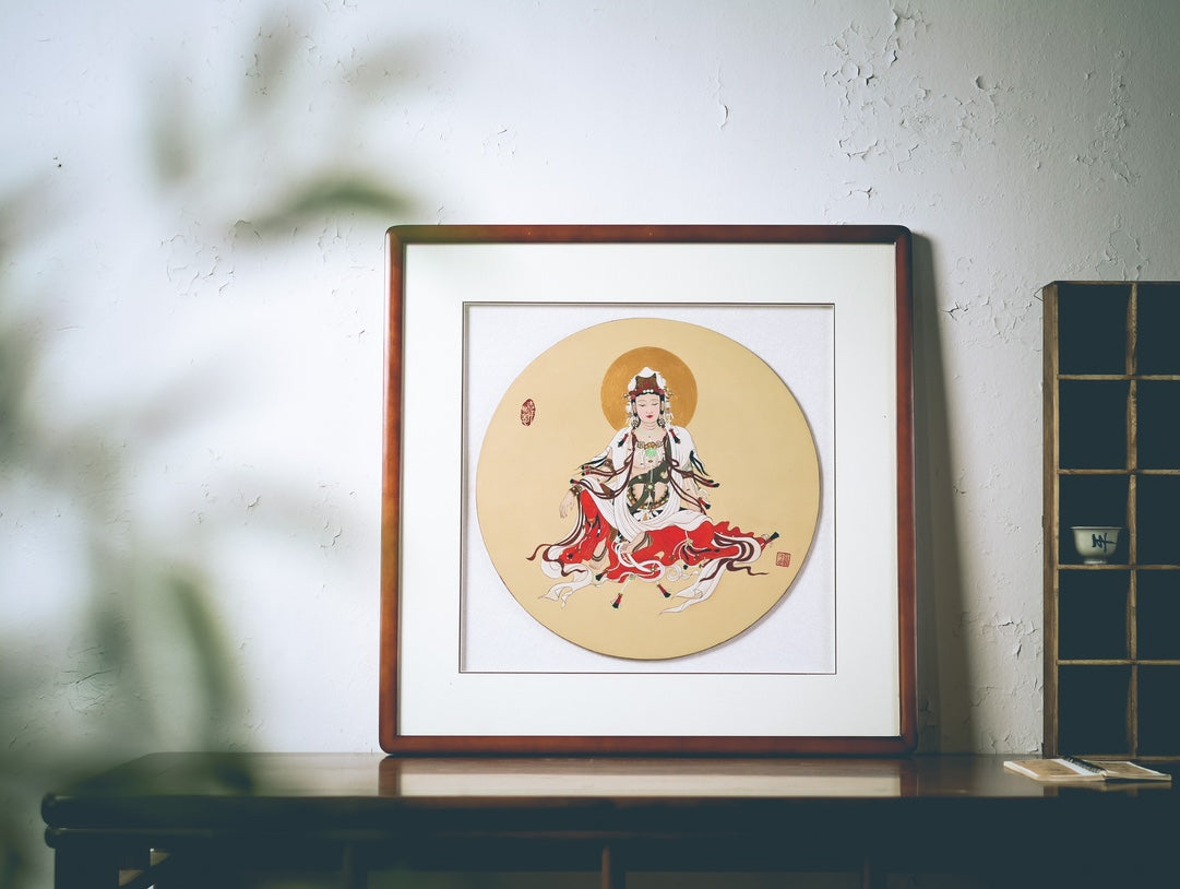 禅韵传世·礼藏臻品】紫砂泥绘艺术名家盛丽萍孤品《观自在》陶板｜禅韵镇宅·收藏礼赠皆宜