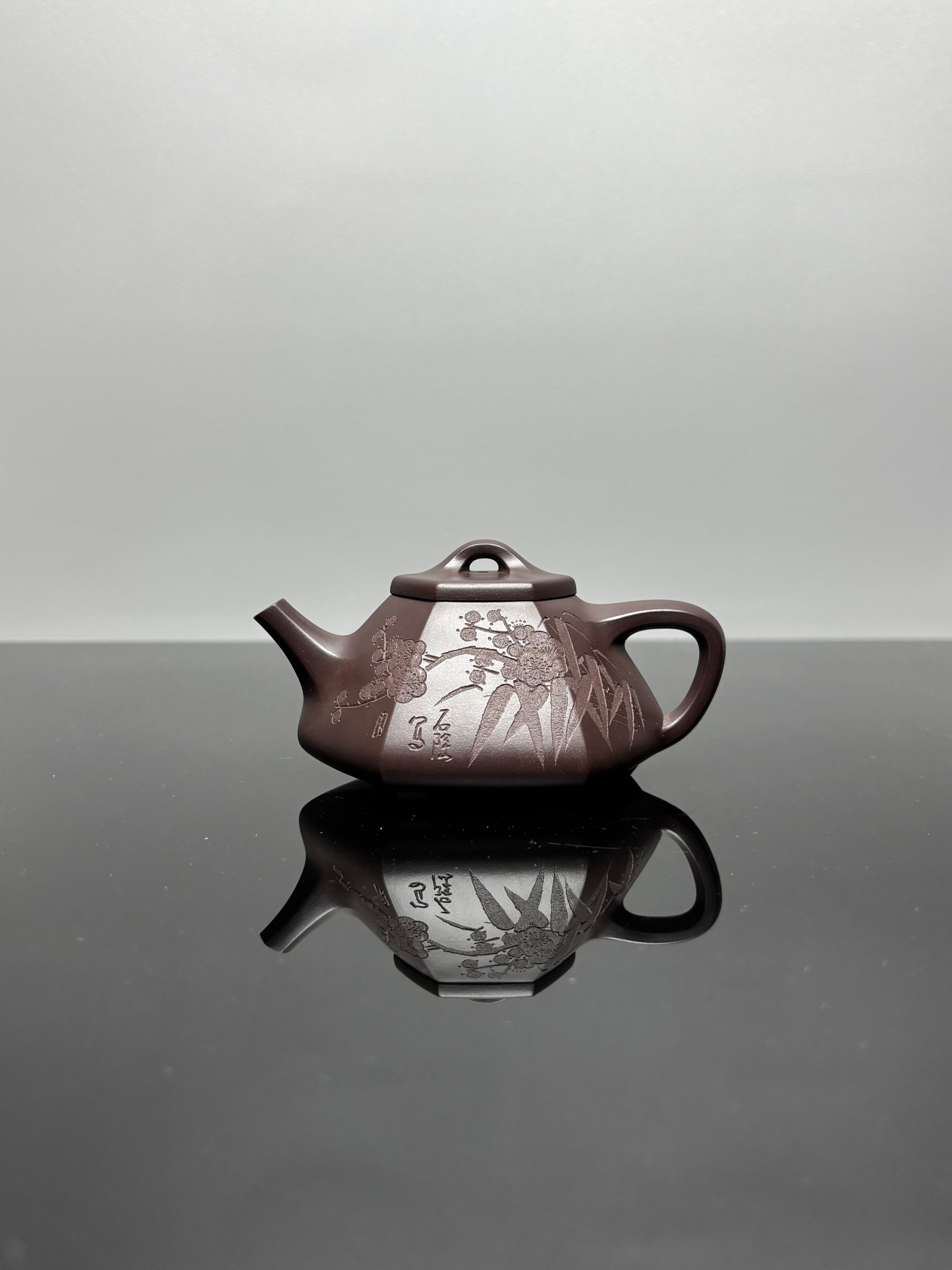 中国紫砂界当代梅王·朱炳浩(石陶）本工巅峰臻品《六方石瓢》｜稀世臻藏·礼藏天花板重器——原矿优质老紫泥·130cc