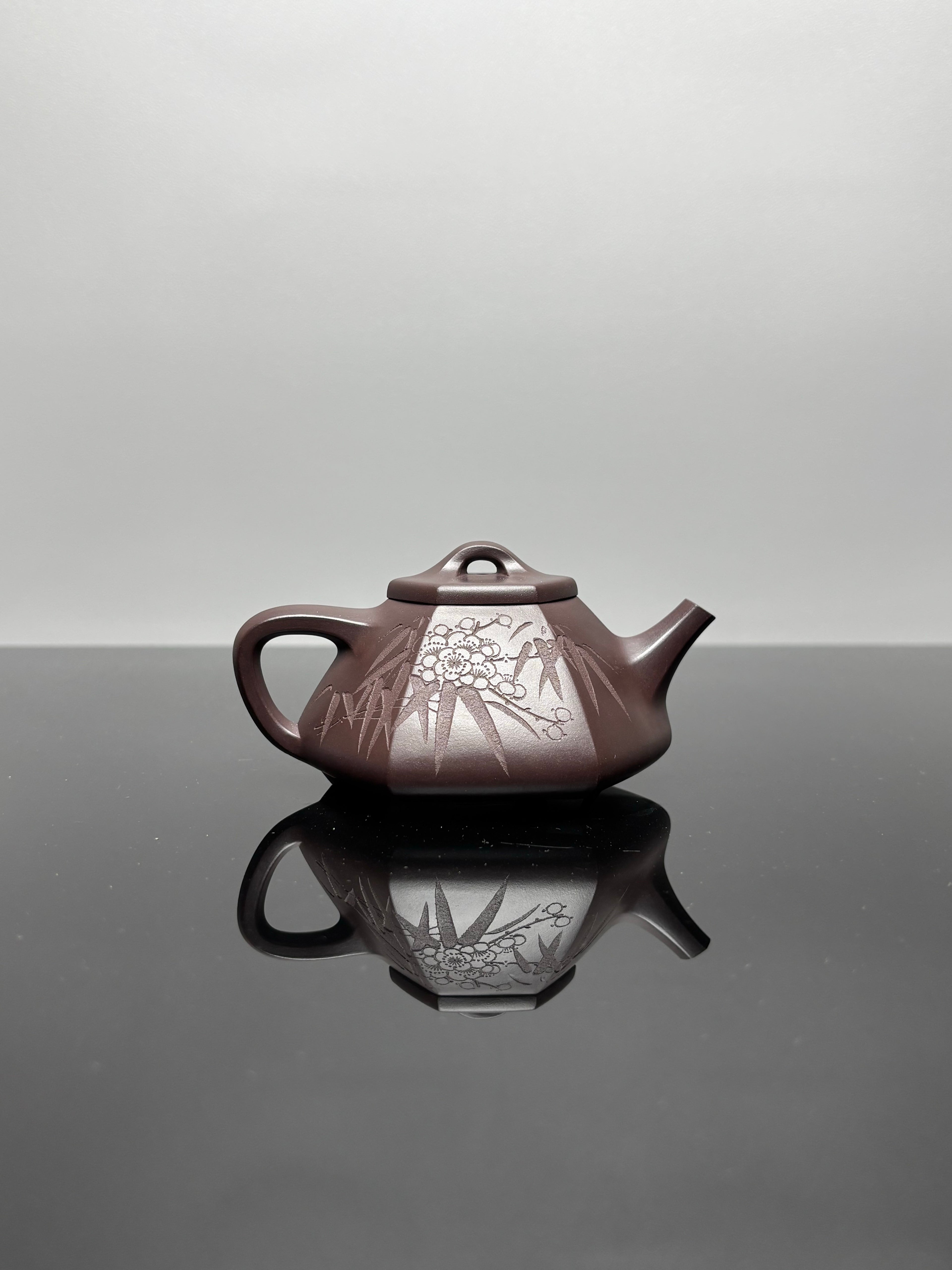 中国紫砂界当代梅王·朱炳浩(石陶）本工巅峰臻品《六方石瓢》｜稀世臻藏·礼藏天花板重器——原矿优质老紫泥·130cc