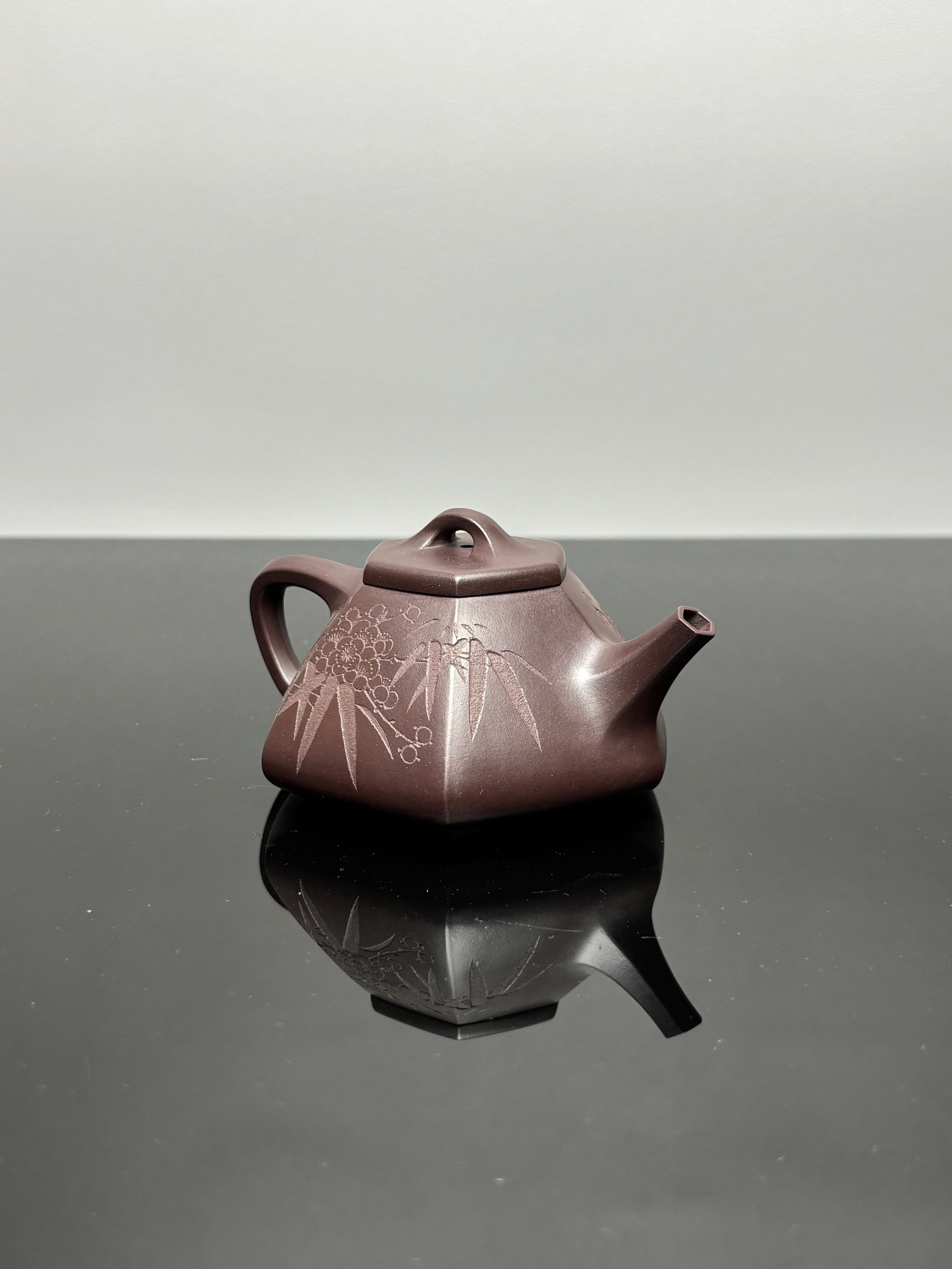 中国紫砂界当代梅王·朱炳浩(石陶）本工巅峰臻品《六方石瓢》｜稀世臻藏·礼藏天花板重器——原矿优质老紫泥·130cc