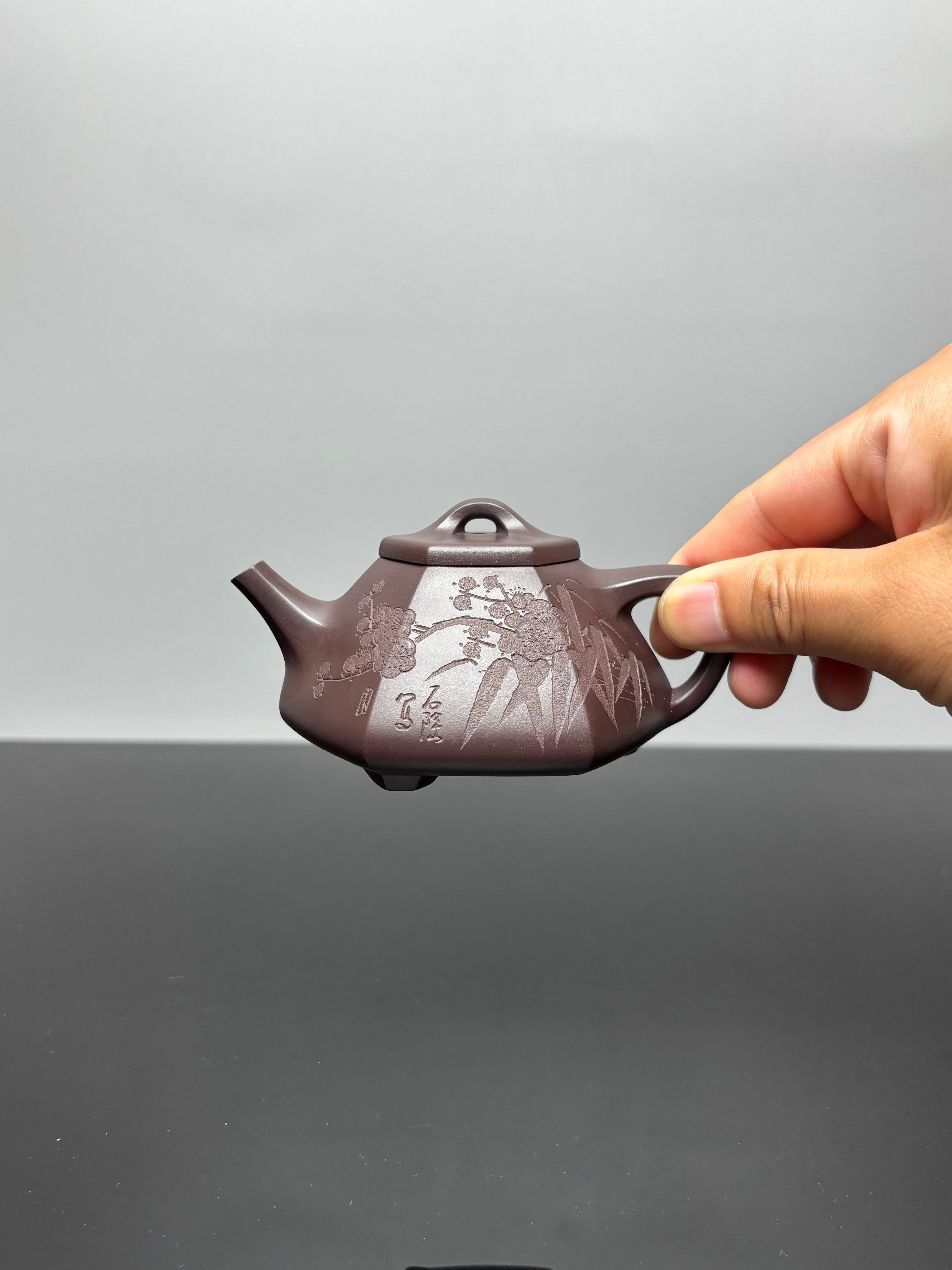 中国紫砂界当代梅王·朱炳浩(石陶）本工巅峰臻品《六方石瓢》｜稀世臻藏·礼藏天花板重器——原矿优质老紫泥·130cc
