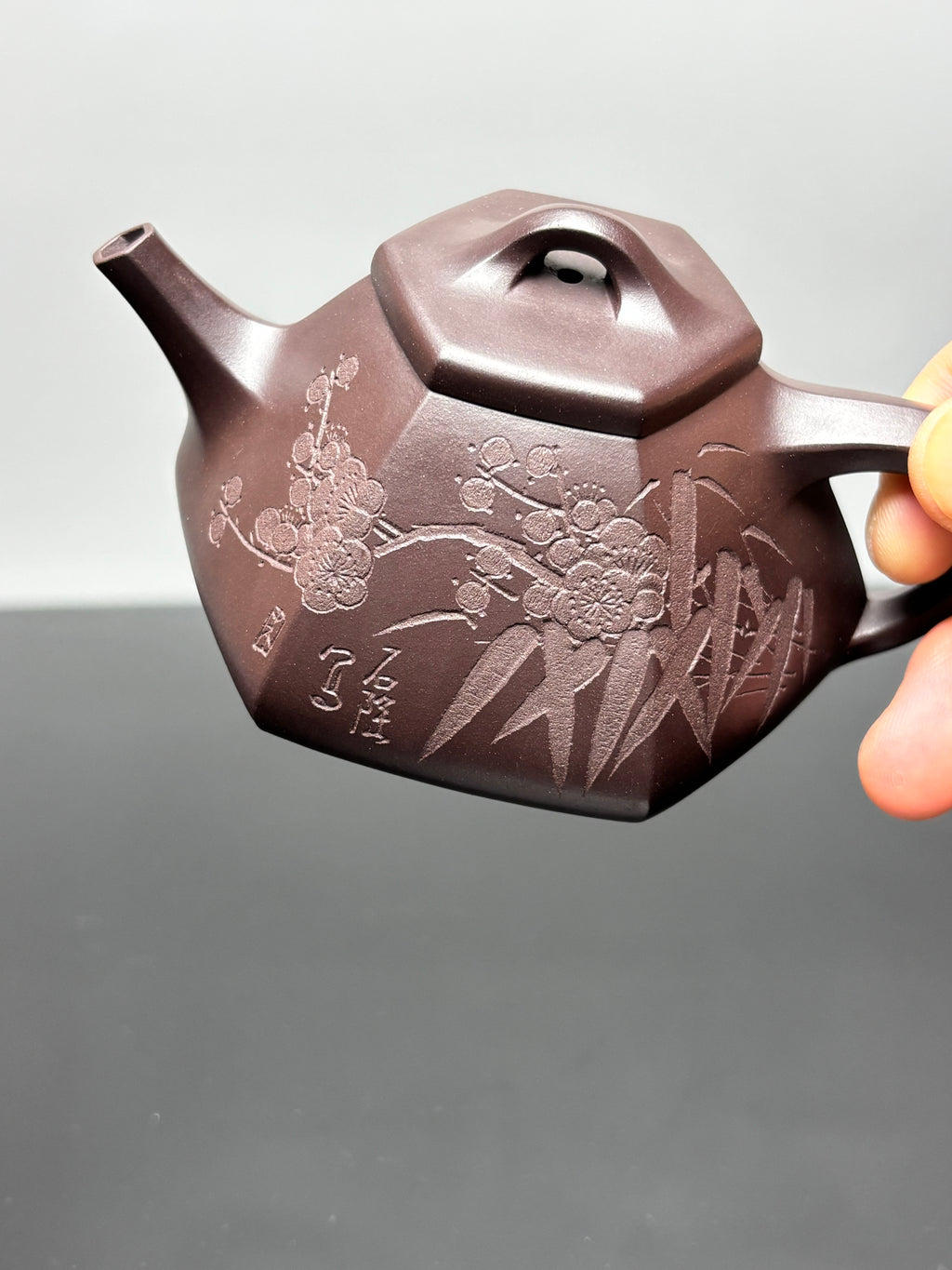 中国紫砂界当代梅王·朱炳浩(石陶）本工巅峰臻品《六方石瓢》｜稀世臻藏·礼藏天花板重器——原矿优质老紫泥·130cc