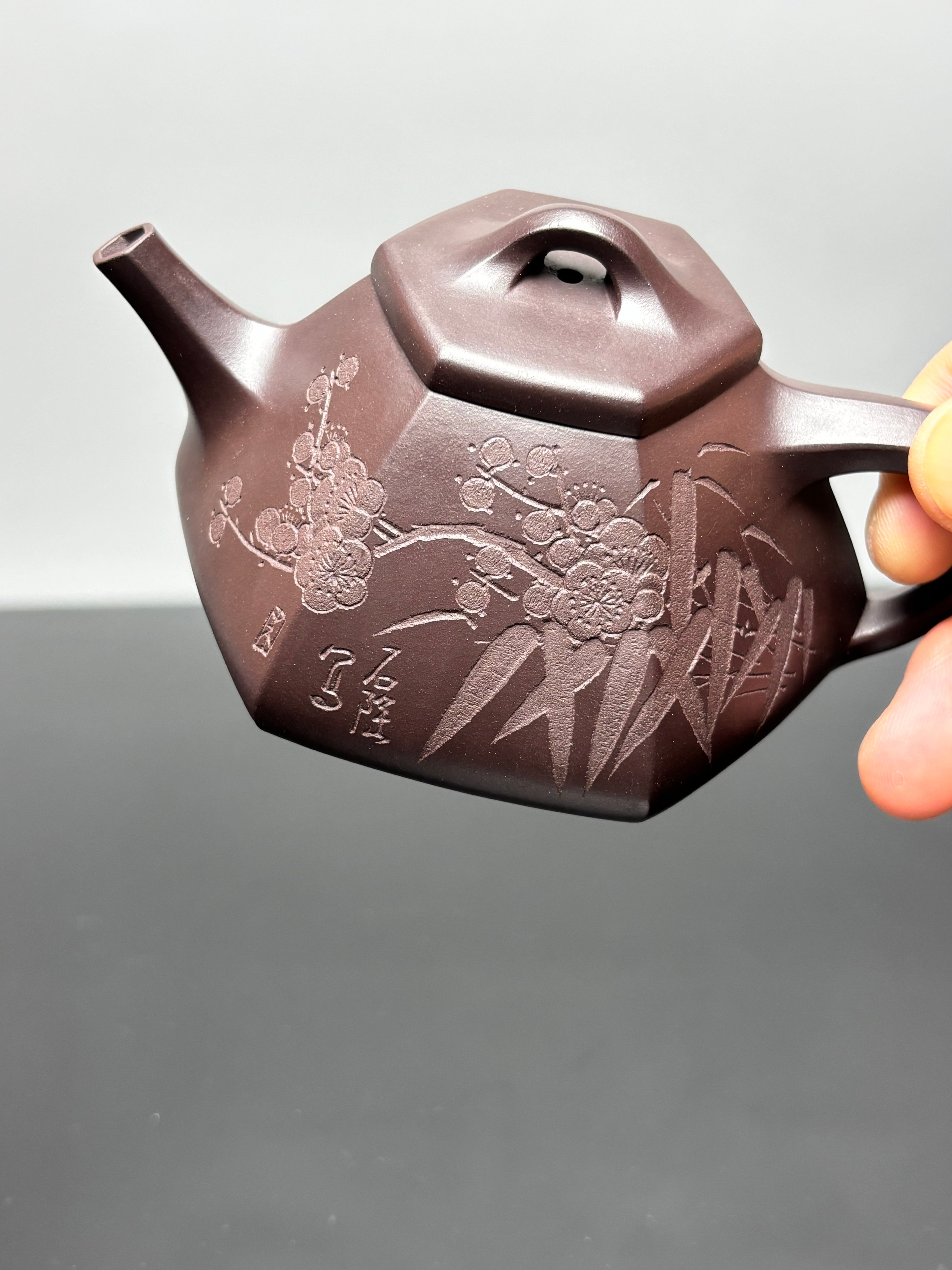 中国紫砂界当代梅王·朱炳浩(石陶）本工巅峰臻品《六方石瓢》｜稀世臻藏·礼藏天花板重器——原矿优质老紫泥·130cc