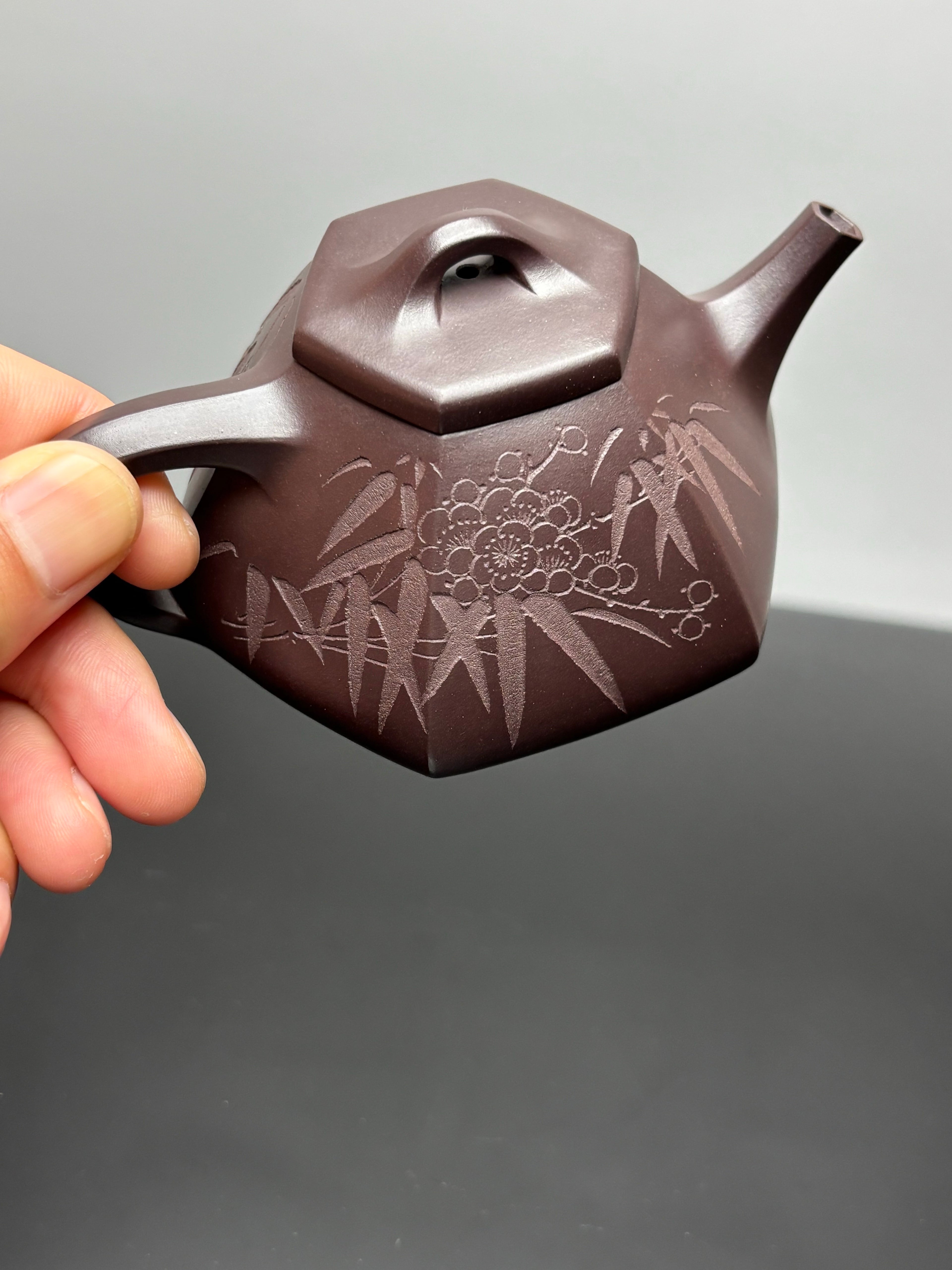 中国紫砂界当代梅王·朱炳浩(石陶）本工巅峰臻品《六方石瓢》｜稀世臻藏·礼藏天花板重器——原矿优质老紫泥·130cc