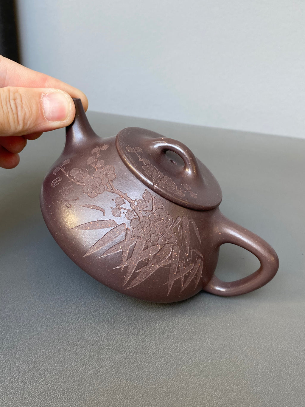 中国紫砂界当代梅王·朱炳浩(石陶）本工巅峰臻品《平盖石瓢》｜稀世臻藏·礼藏天花板重器 原矿优质老紫泥·230cc