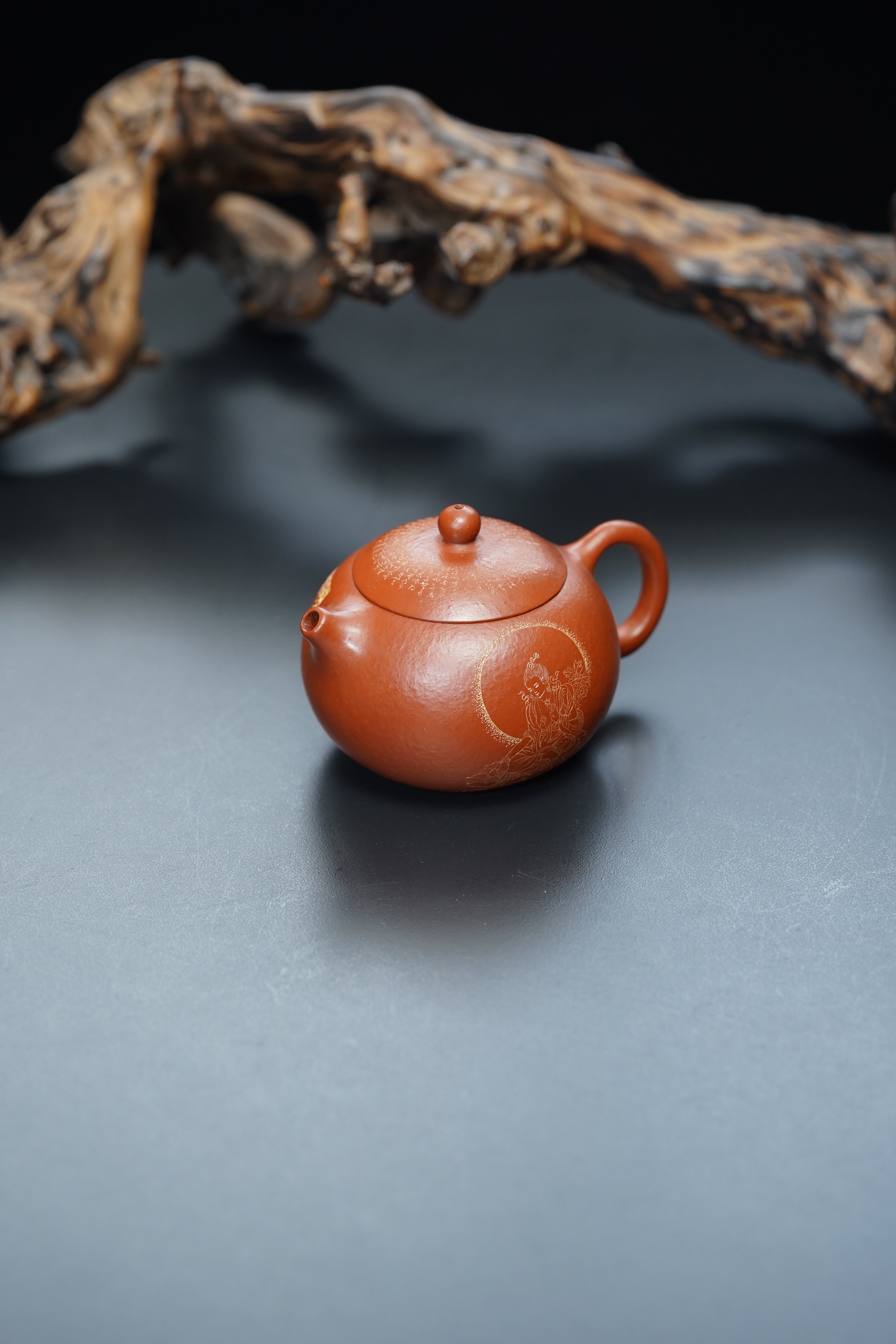 一器藏心经·紫砂纳万福｜郑求标大师｜双心经至尊禅意臻品【西施壶】 ——原矿优质朱泥·230cc