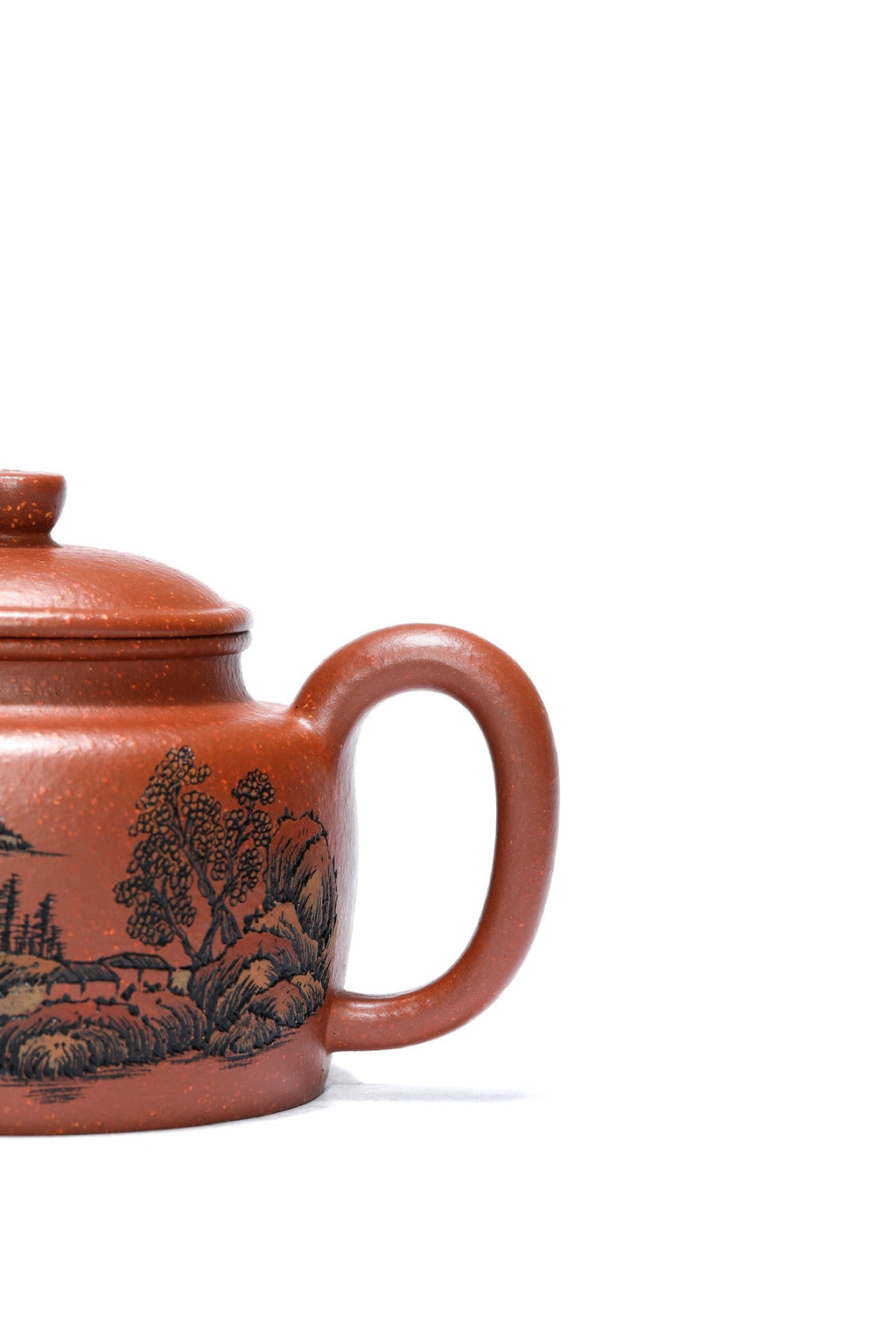 李峰大师·紫砂界彩刻山水标杆臻品《德钟壶》礼藏双绝 传世重器！  ——原矿优质降坡泥·220cc